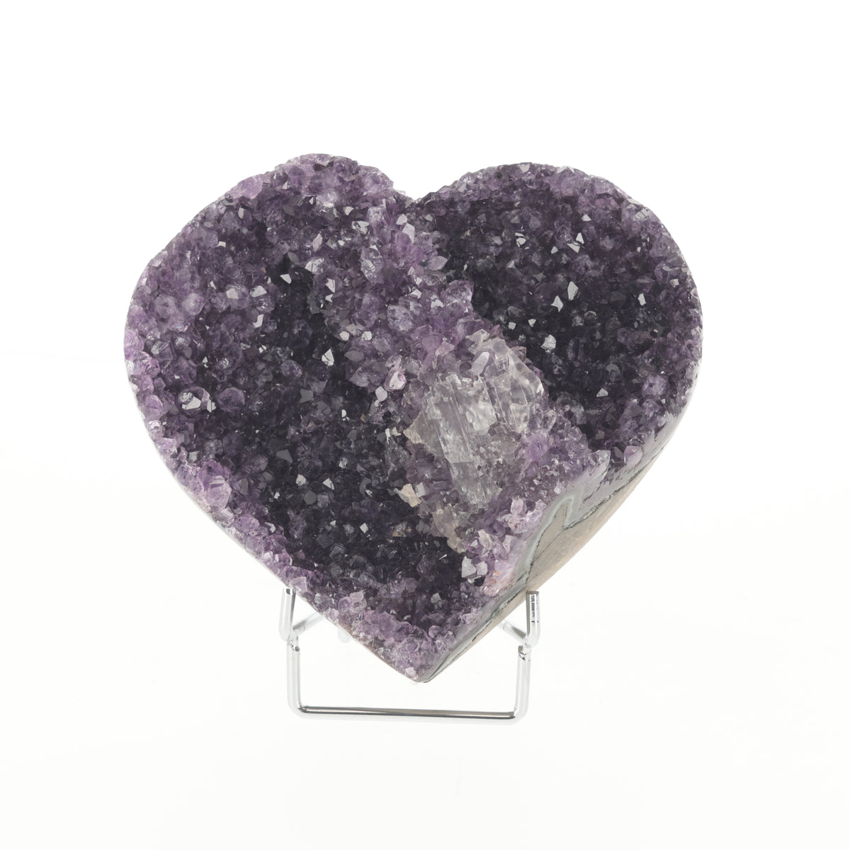Large Amethyst Heart with Calcite 921g - Special Natural Formation