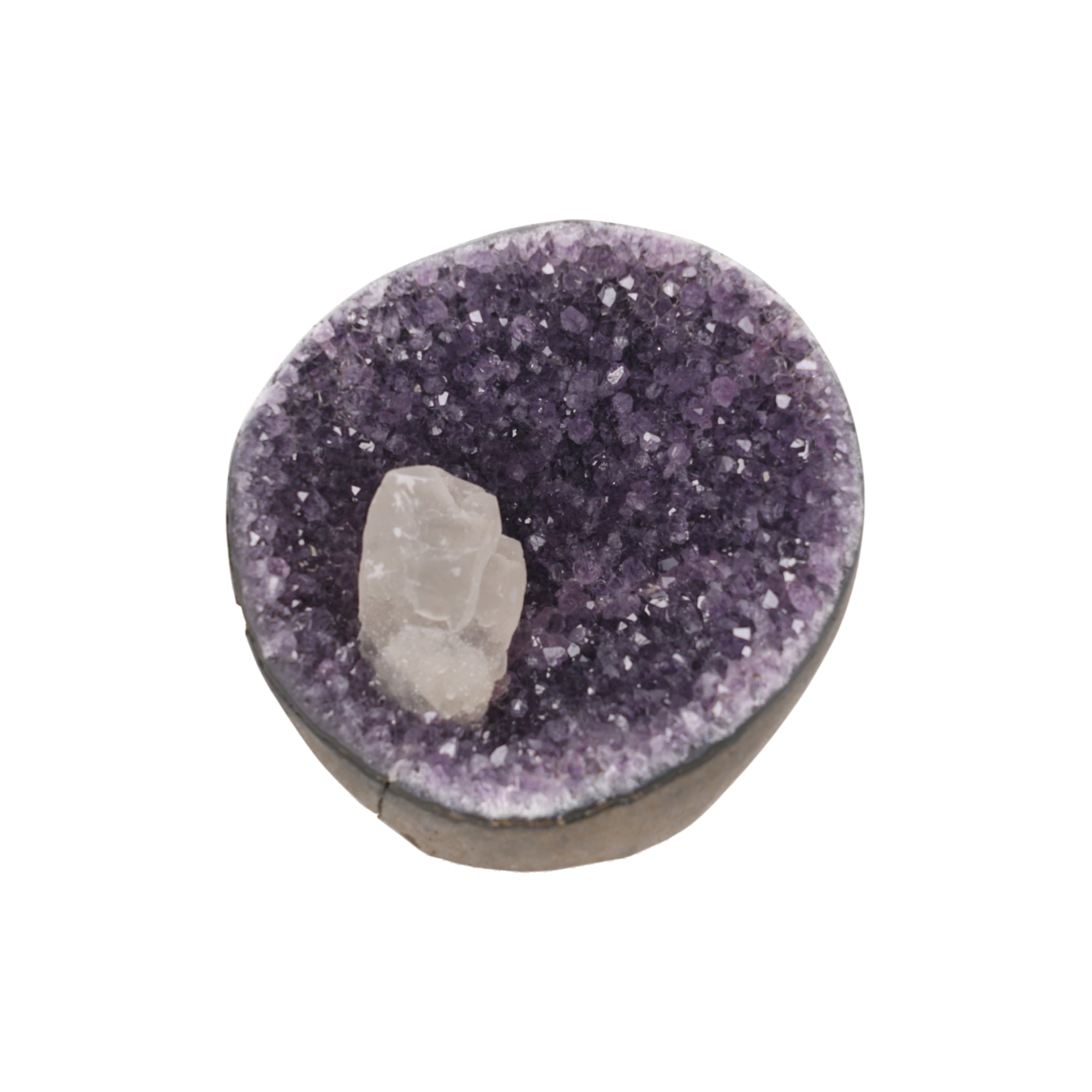 Moonstone Heart ✦ Amethystdruse mit Calcit | 1.115 g (#932)