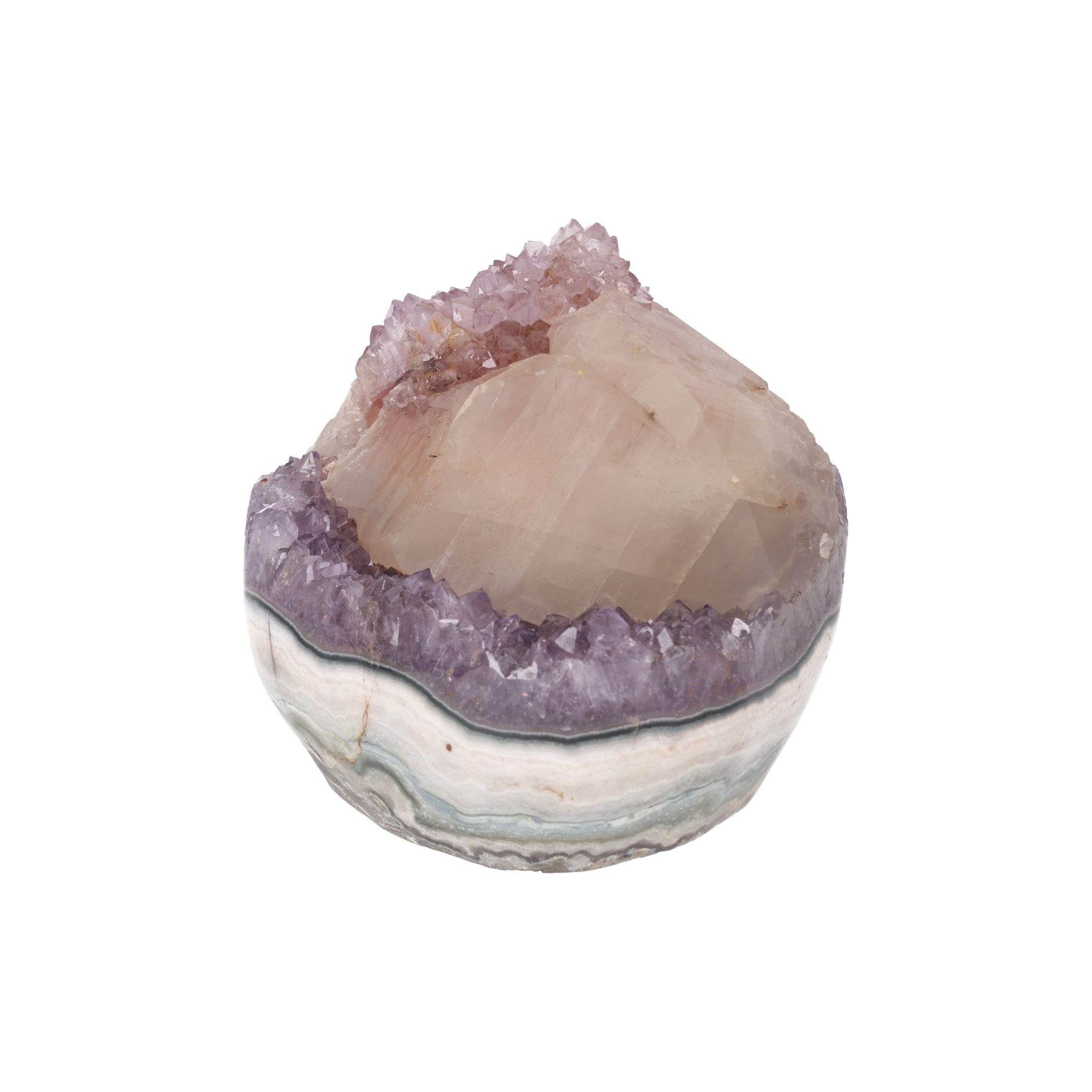 Ivory Mountain ✦ Amethyst mit großer Calcit-Formation – 4156 g Kristall-Unikat (#977)