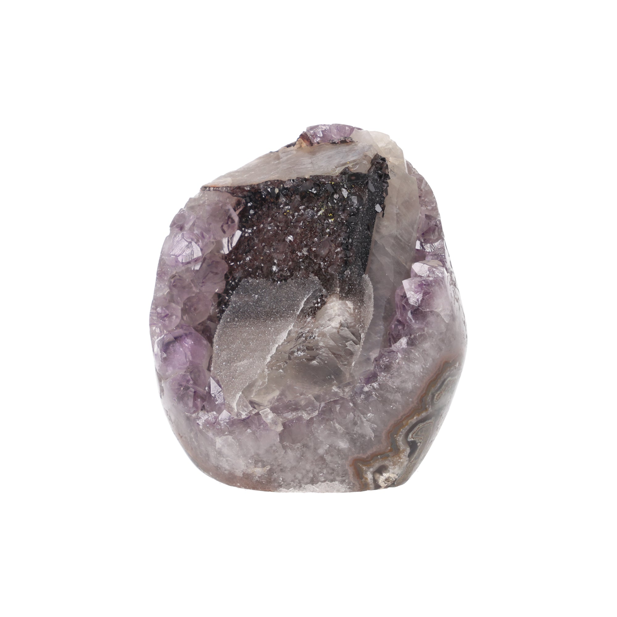 Shadow Veil ✦ Amethystdruse mit Calcit & Turmalin | 1.490 g (#938)