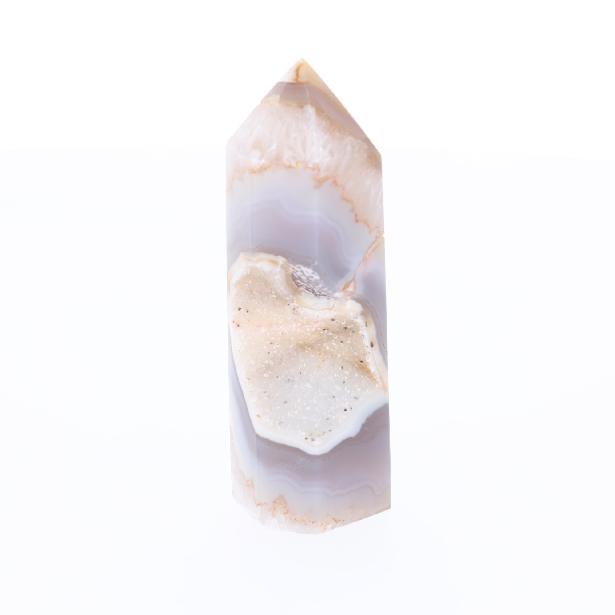 Crystal Scar – Achat Obelisk mit Kristalldruse – 262 g (#1461)