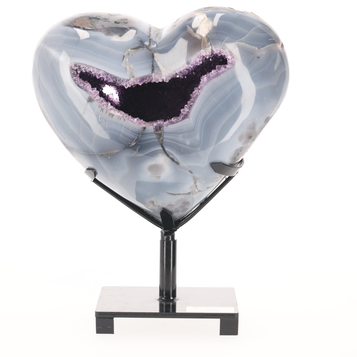 Crystal Heart – Achat Herz mit Amethystdruse auf Metallständer – 10,44 kg (#1463)