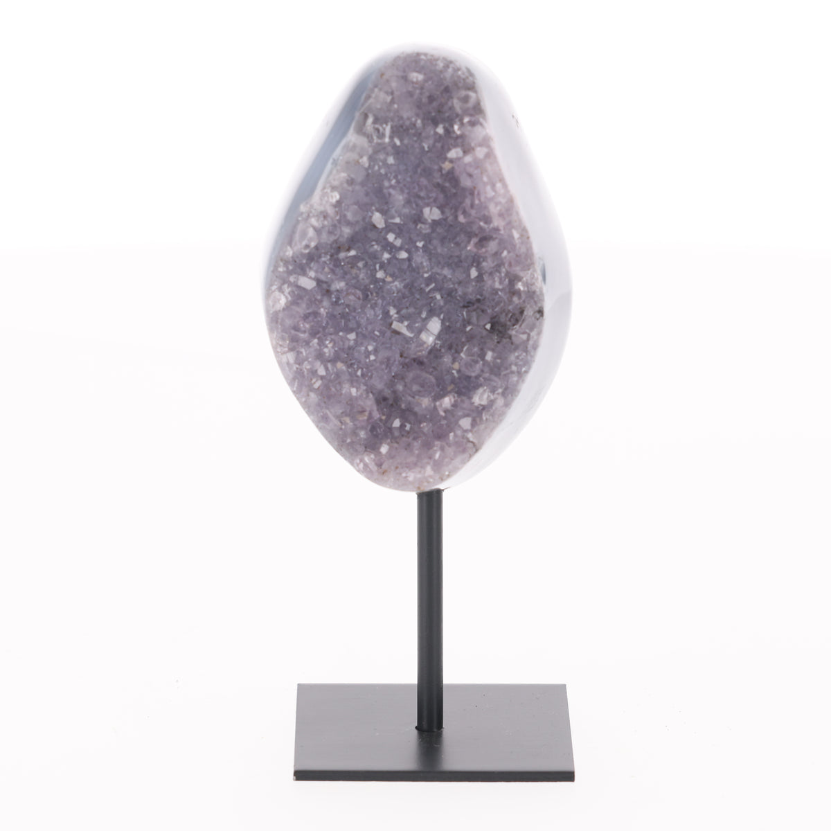 Achat mit Amethyst Druse auf Metallständer (#1520)