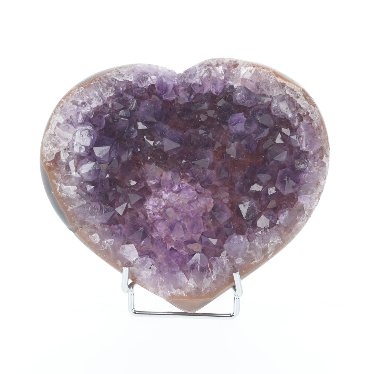Amethyst Herz aus Uruguay mit natürlicher Kristallstruktur (#1503)