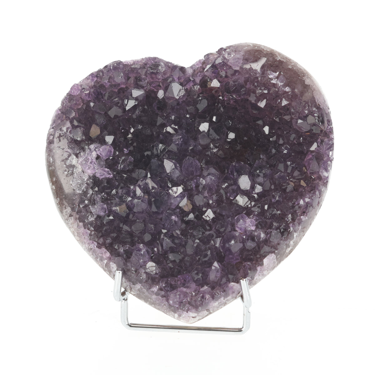 Amethyst Herz aus Uruguay mit natürlicher Kristallstruktur (#1504)