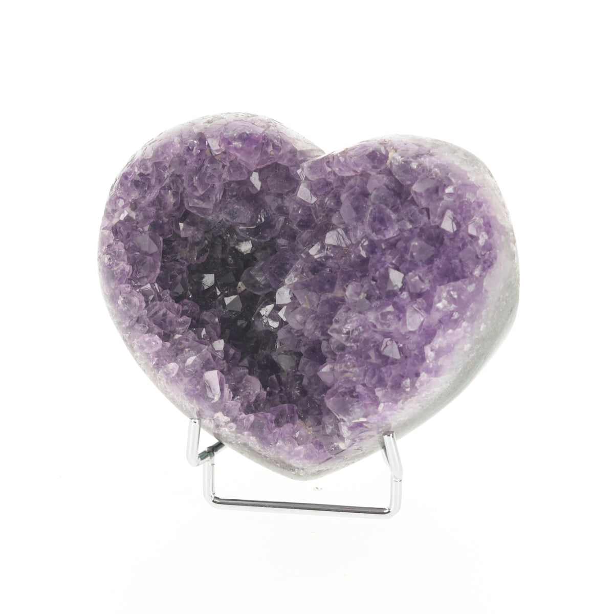 Amethyst Herz aus Uruguay mit natürlicher Kristallstruktur (#1509)
