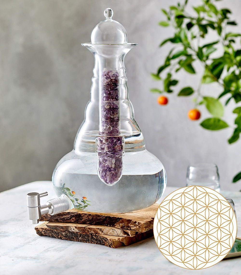 Karaffe Beauty 5l Platin - Blume des Lebens - mundgeblasen