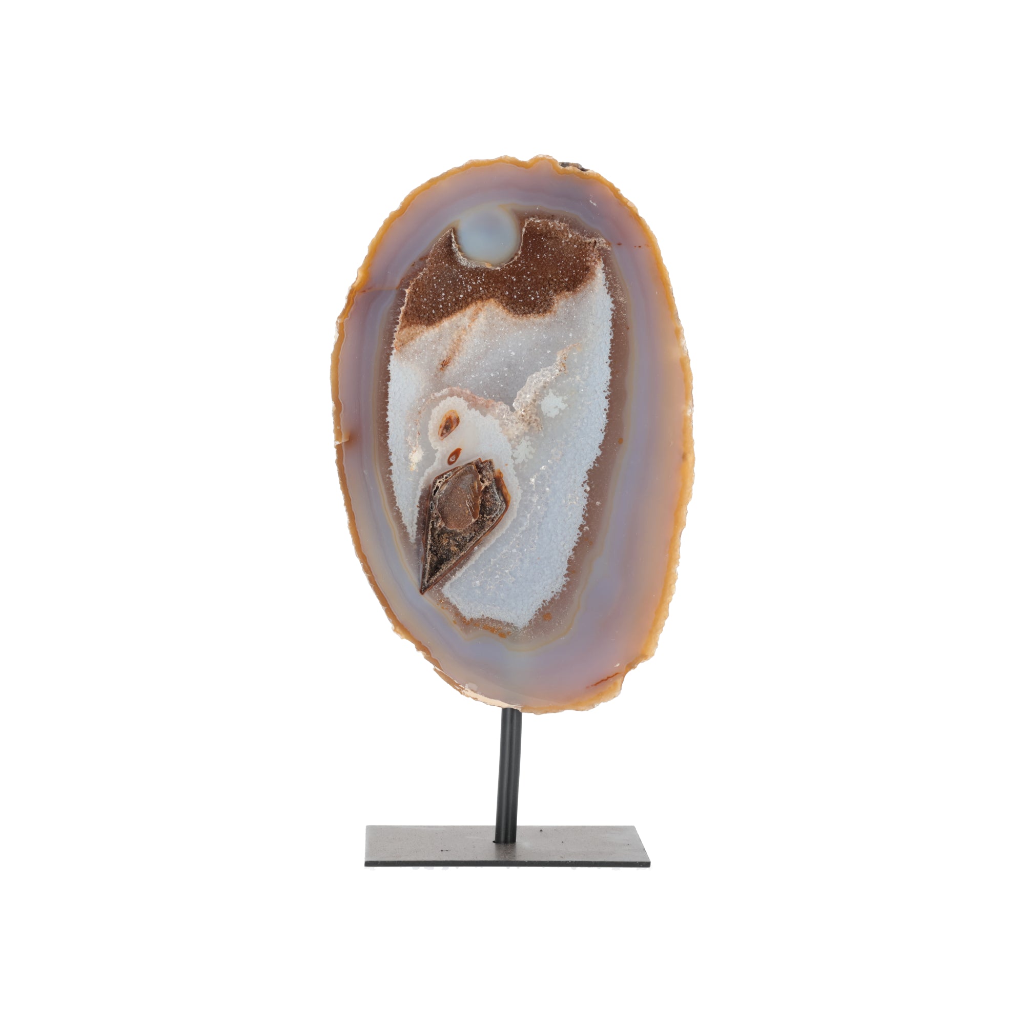 Achat-Geode „Wüstenauge“ – Elegantes Naturkunstwerk auf Metallständer (#454)