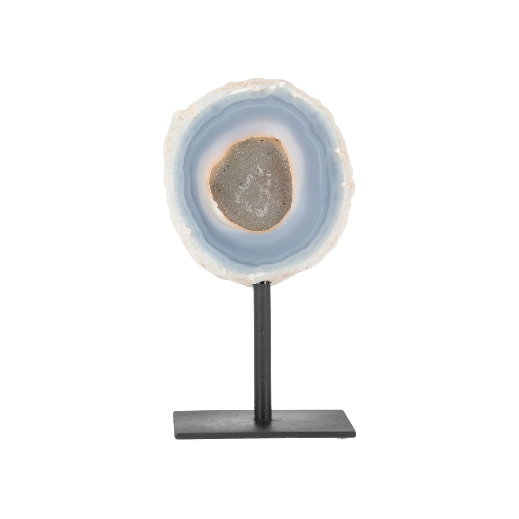 Achat-Geode „Wolkenperle“ – Natürliche Achatformation auf Metallständer (#448)