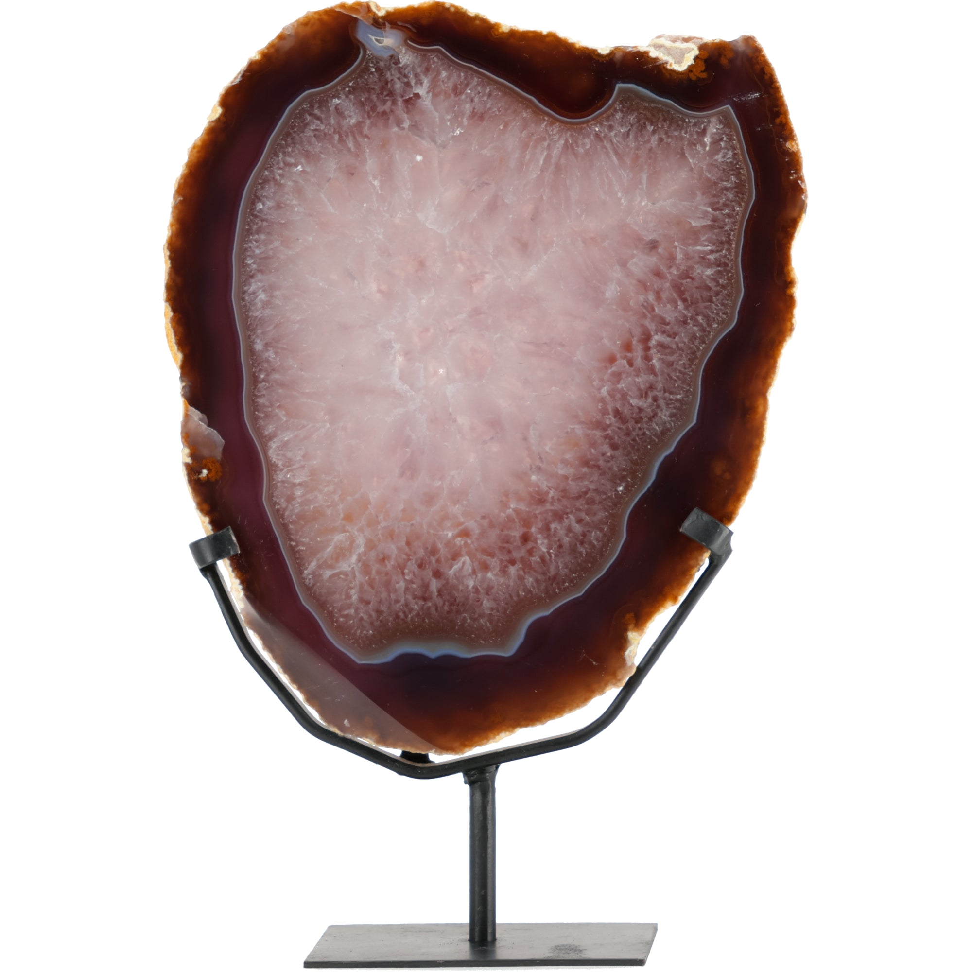 „Rosenmond“ Achat Scheibe aus Brasilien auf Metallständer | 3.285g (#718)