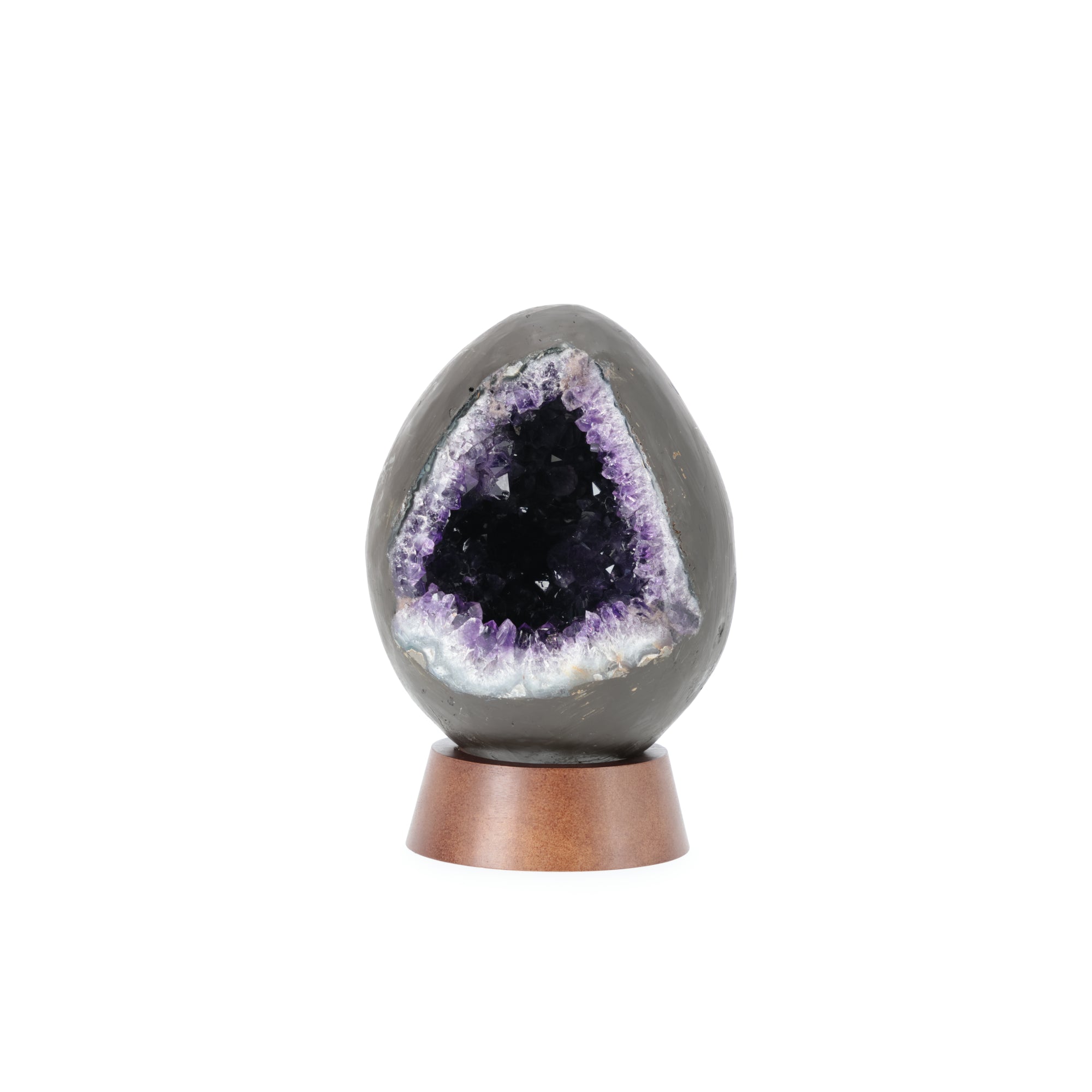 Großes Amethyst Ei aus Brasilien mit tiefvioletter Kristalldruse und natürlicher Achatstruktur | 3,929 kg Unikat (#563)