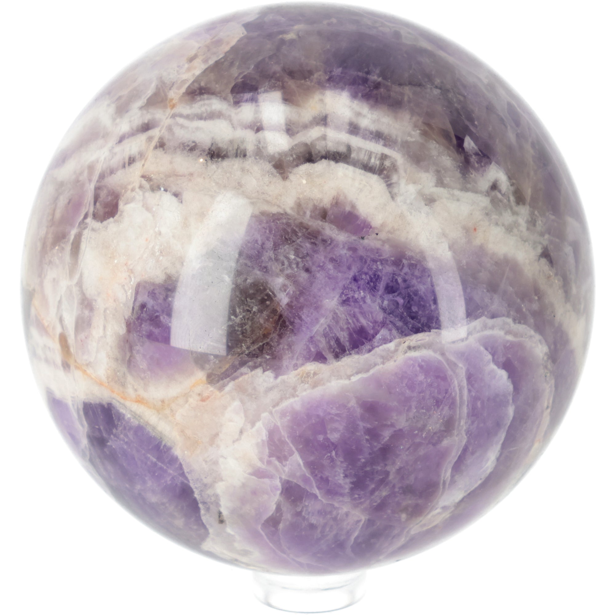 Chevron Amethyst Kugel aus Brasilien – Ausdrucksstarke Bänderung in perfekter Kugelform | 680g Unikat (#614)