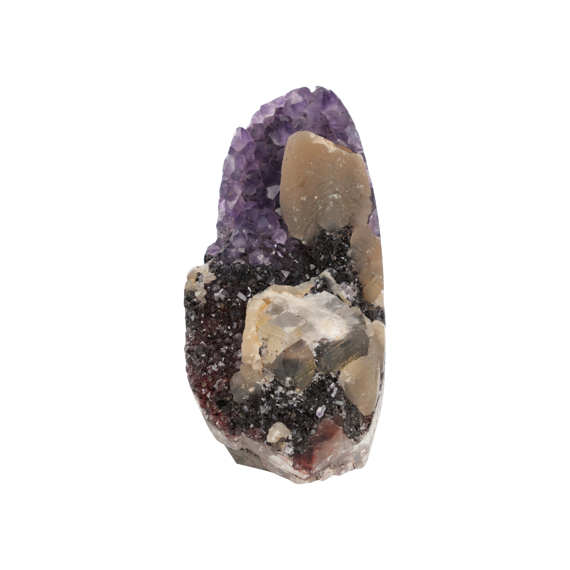 Sternentor von Elarion“ – Amethyst-Stufe mit Calcit und schwarzem Turmalin aus Uruguay (#505)