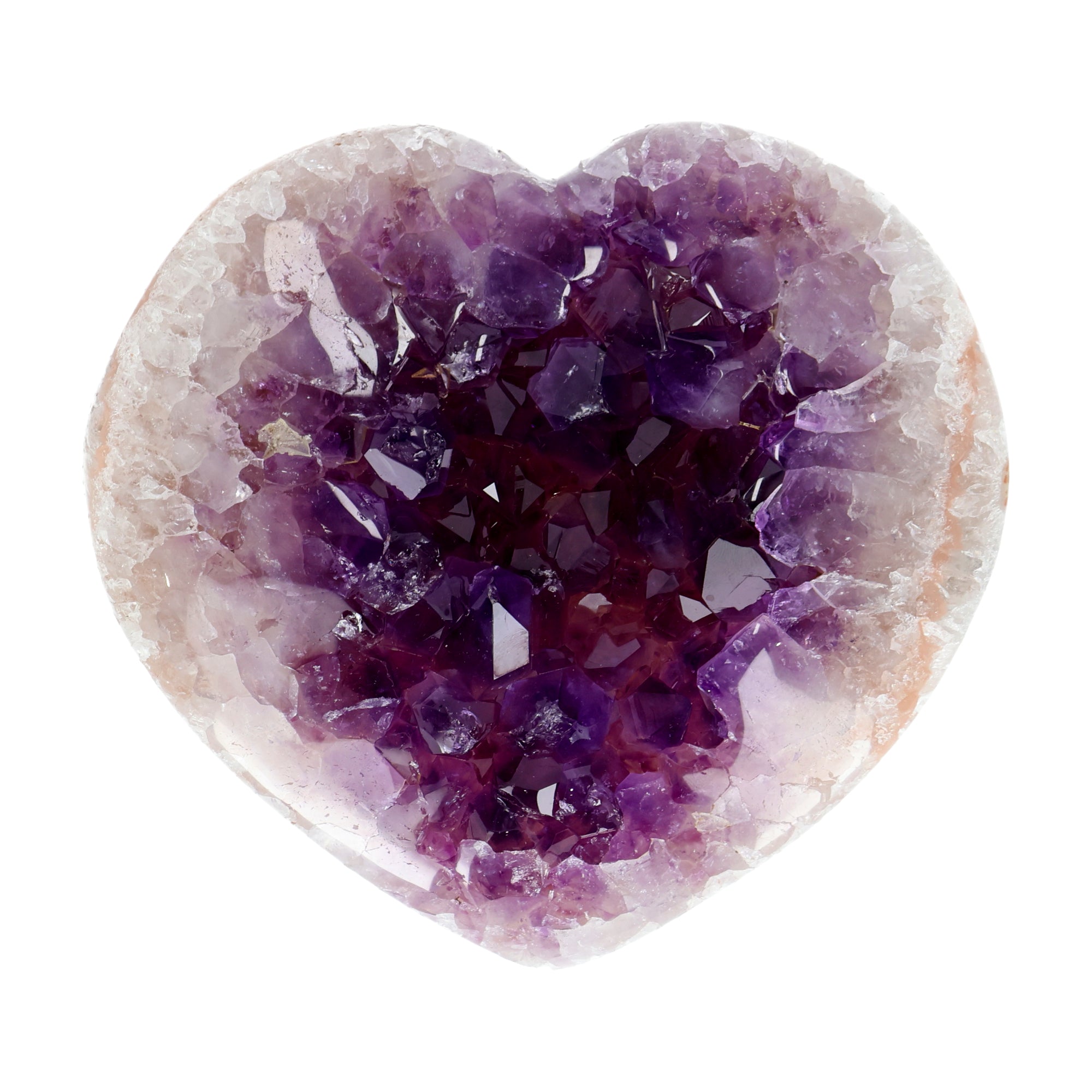 Poliertes Amethyst - Herz aus Uruguay mit natürlicher Kristalldruse