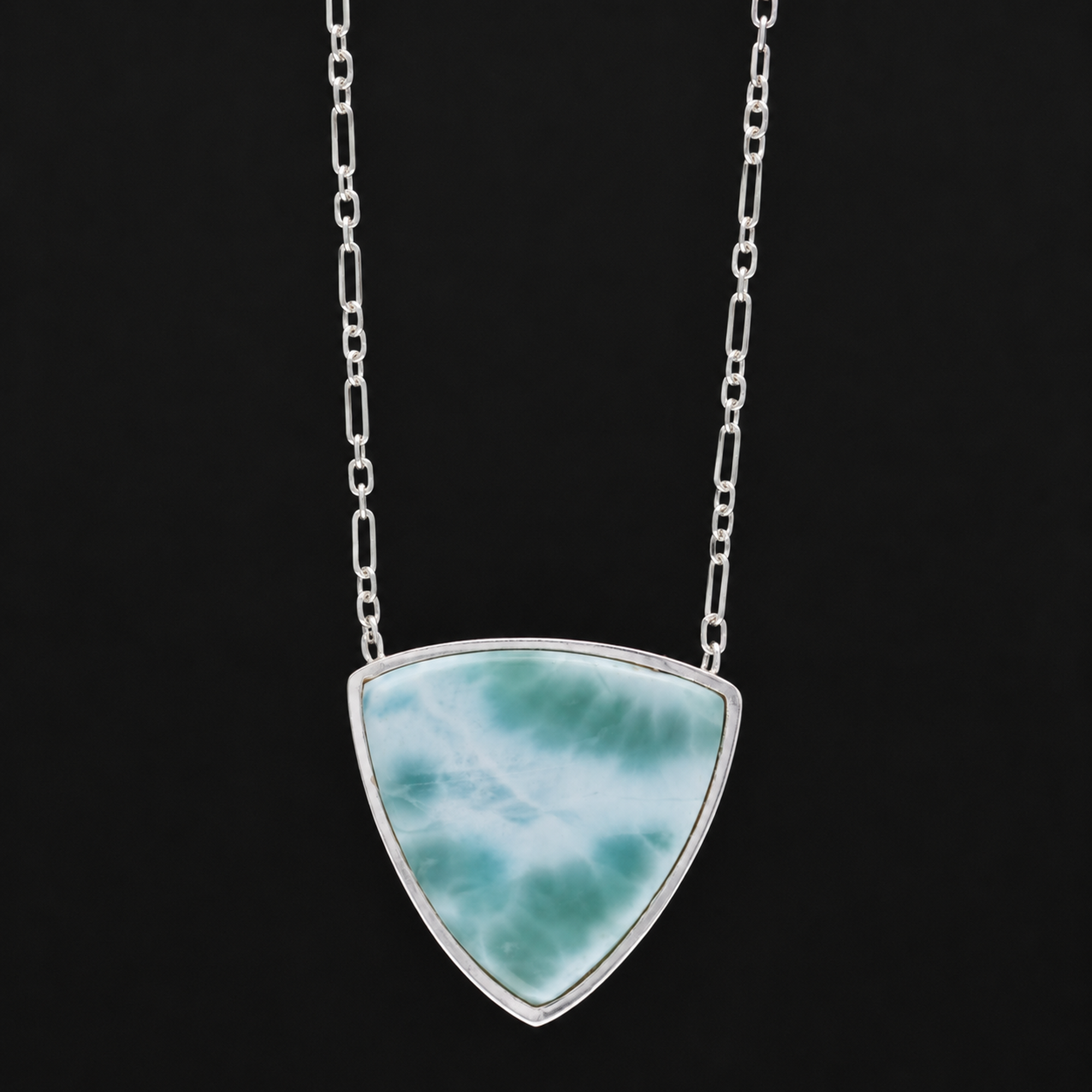 Handgefertigte Larimar Halskette aus 925 Sterling Silber | Unikat aus der Dominikanischen Republik (#736)