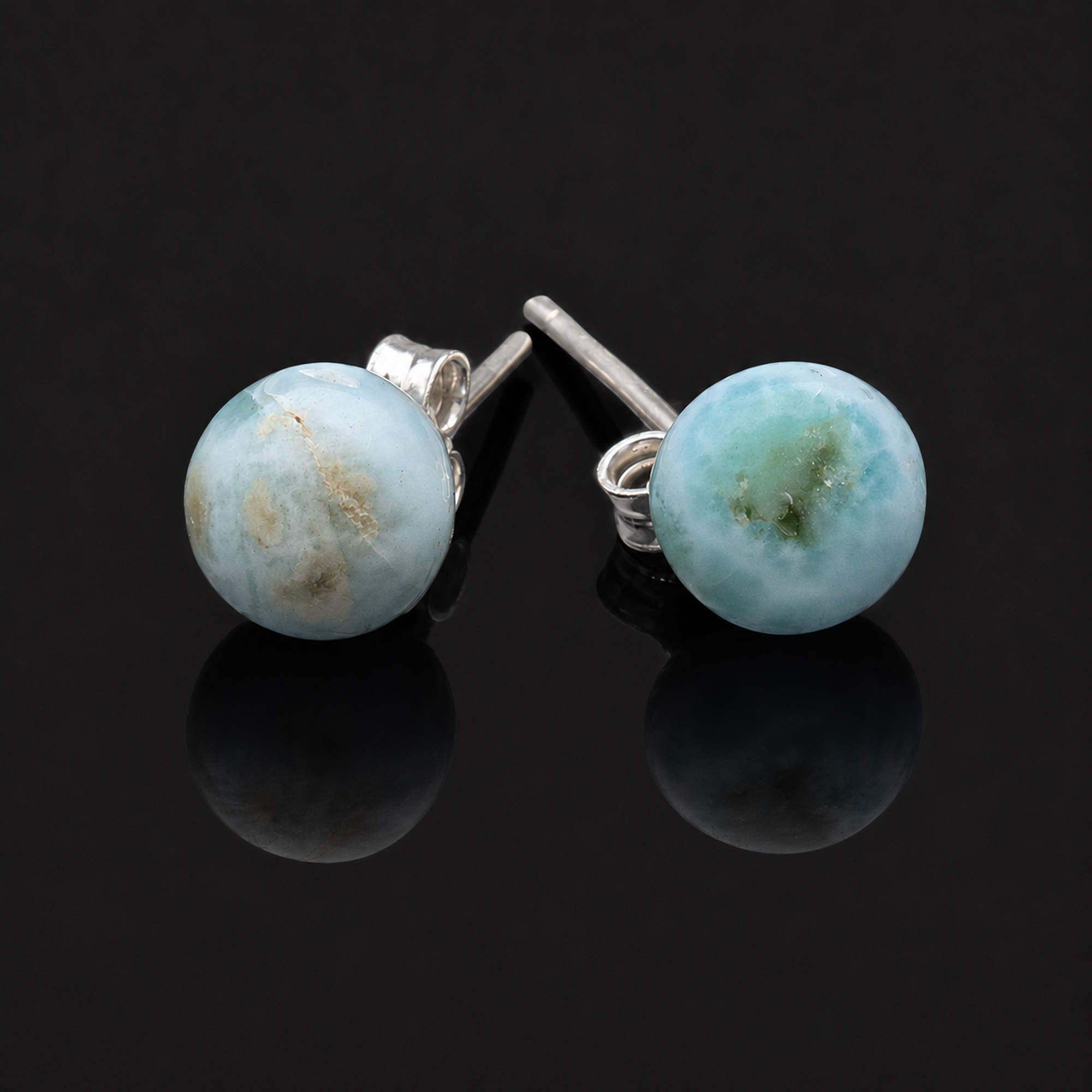 Larimar Ohrstecker aus 925 Sterling Silber | Unikat aus der Dominikanischen Republik (#731)