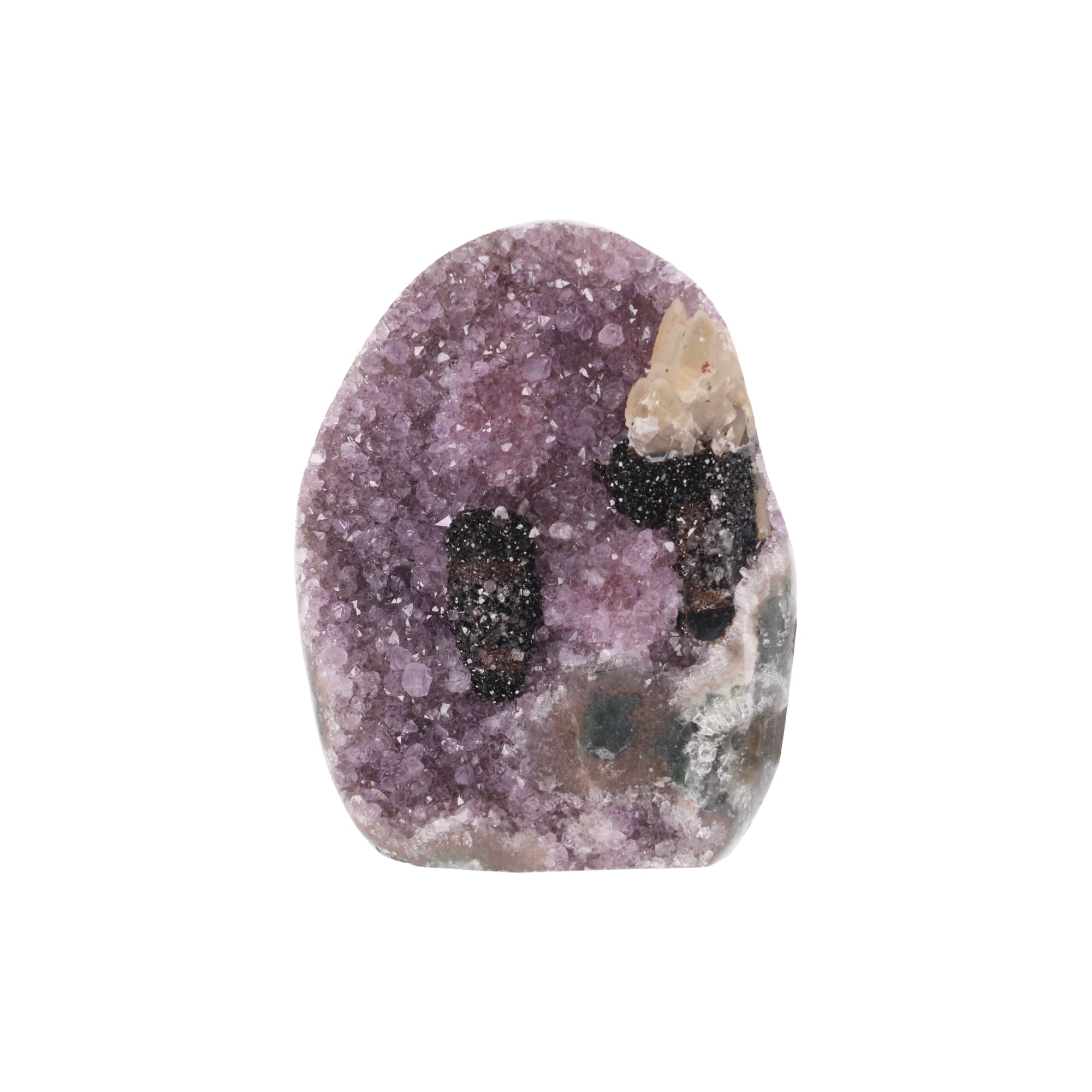 Obsidian Bloom ✦ Amethyst mit Calcit aus Uruguay | 5.543 g (#798)