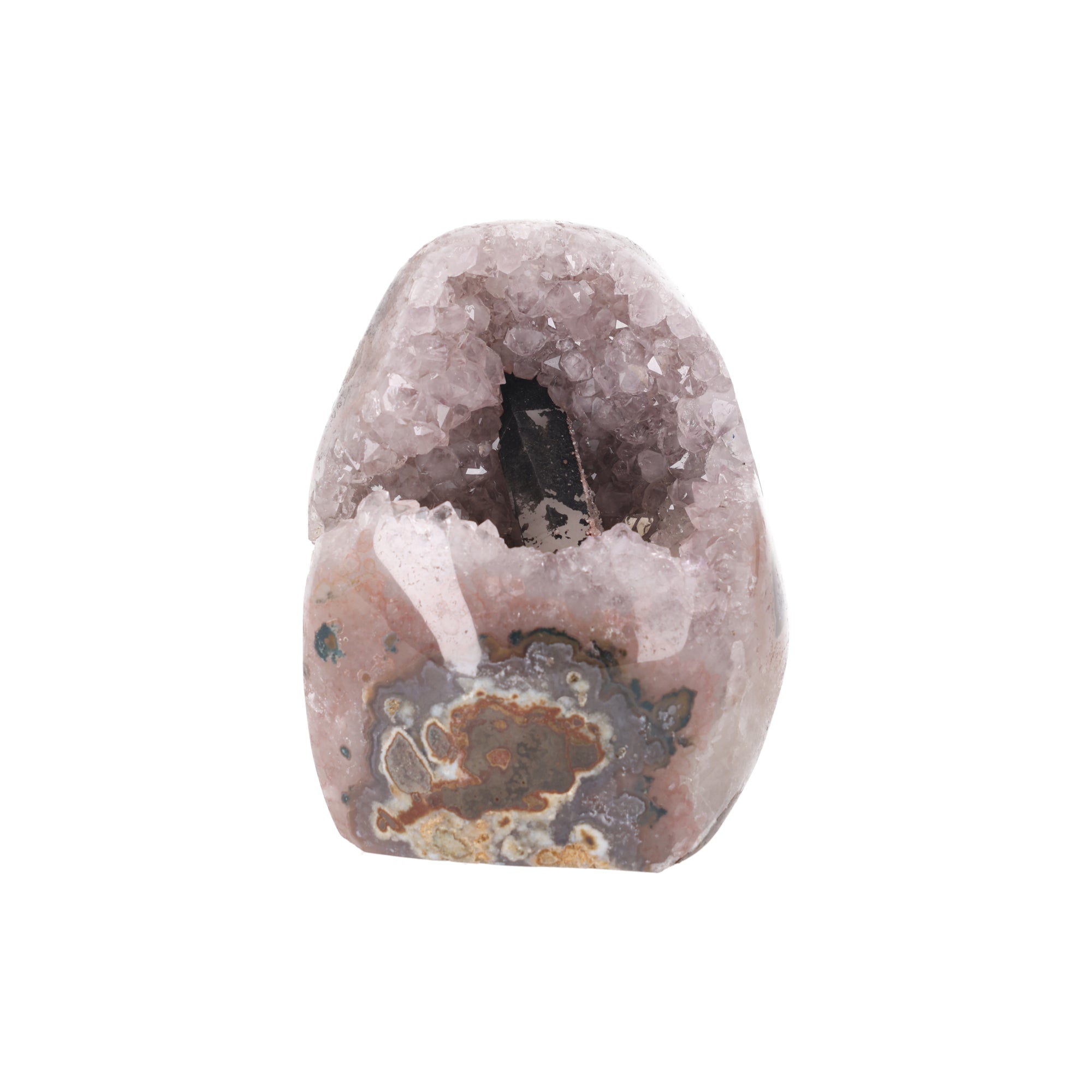 Shadow Blossom ✦ Pink Amethyst mit Tourmalin & Calcit | 1.731 g (#863)