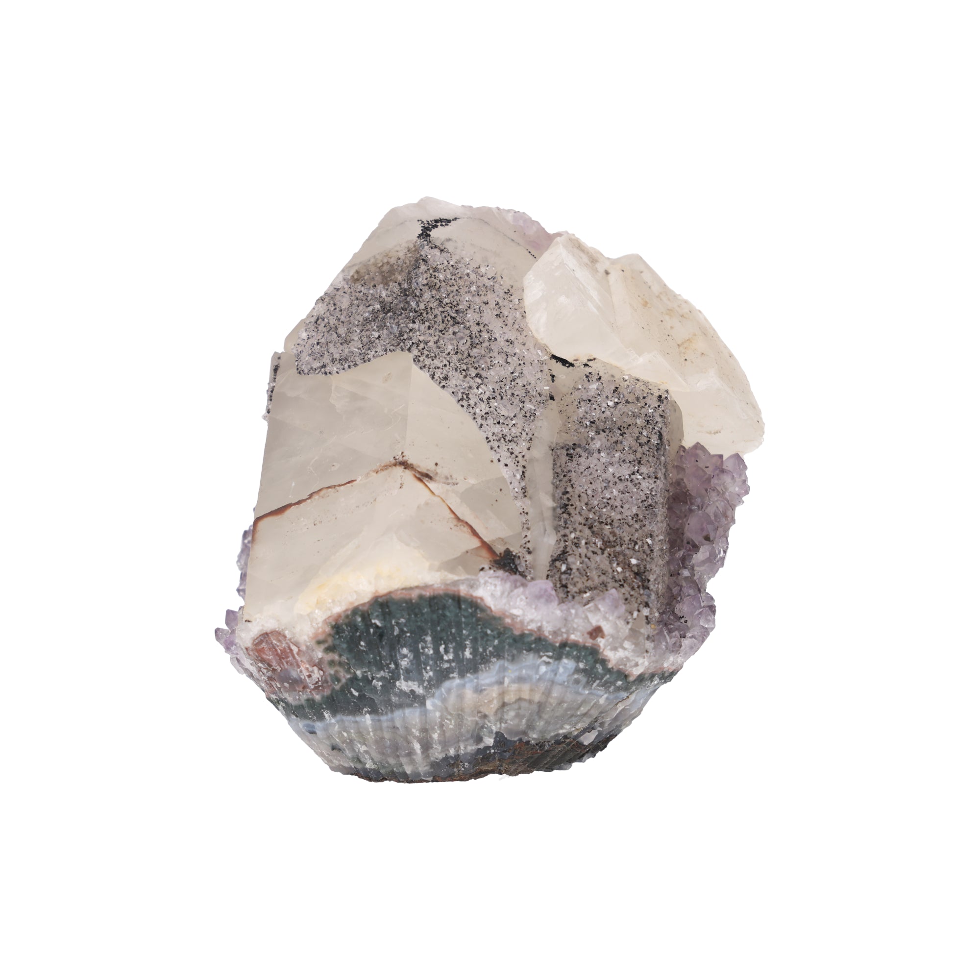 Crystal Crest ✦ Amethyst-Druse mit Calcit & schwarzem Turmalin | 1.929 g (#869)