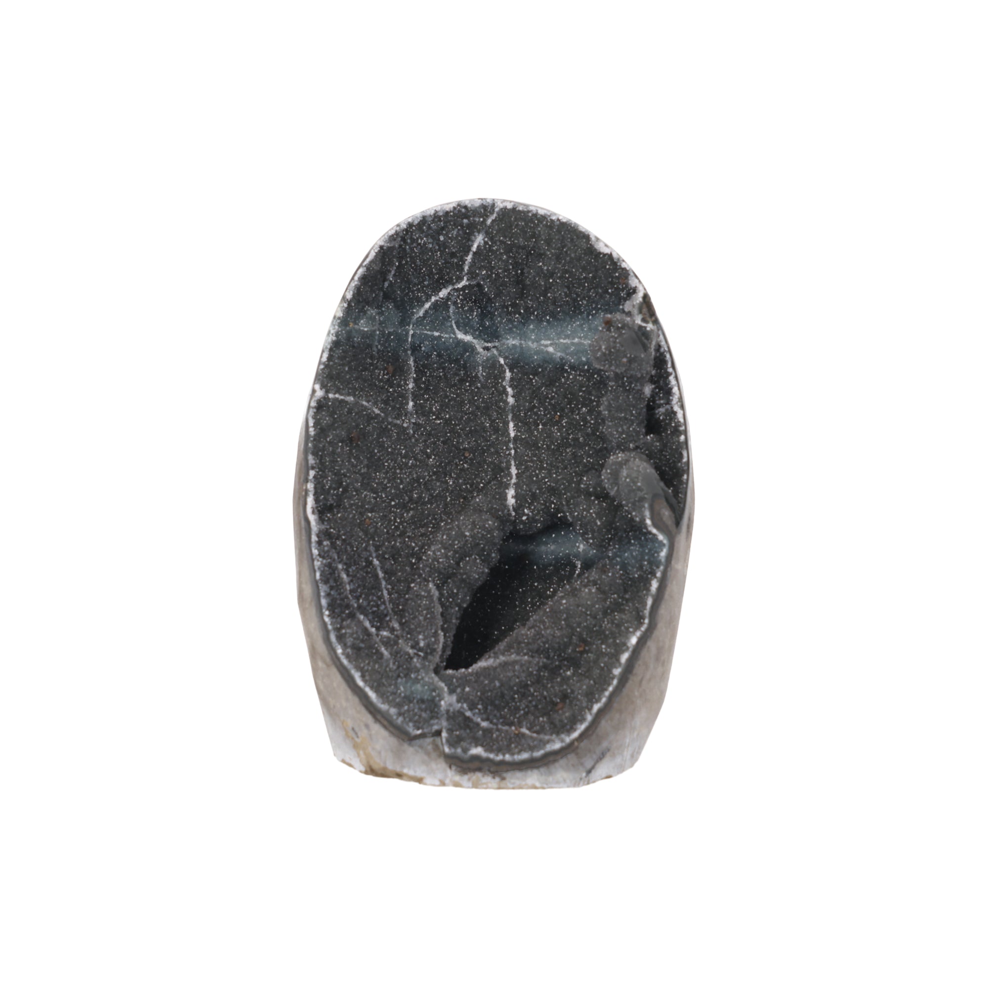 Midnight Veil ✦ Dunkle Drusen-Geode mit feiner Kristallstruktur | 1289 g (#848)