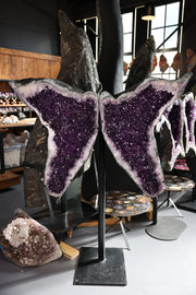 Amethyst Schmetterling Paar große druse  162,8 Kg Brasilien tiefviolette Kristalle - Violet Wings