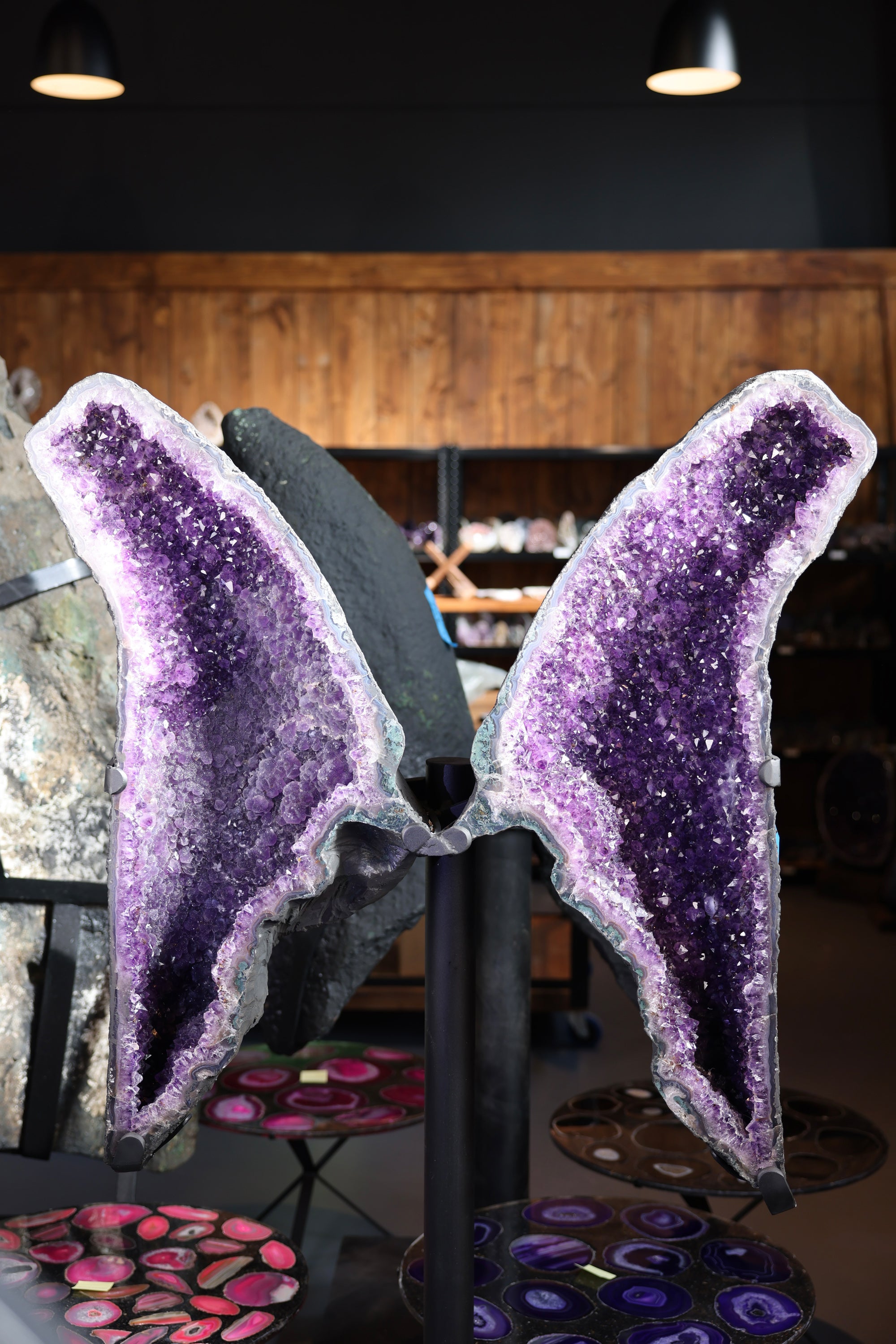 Großes Amethyst Druse Schmetterlings Butterfly Paar 118 Kg Brasilien - Velvet Wings
