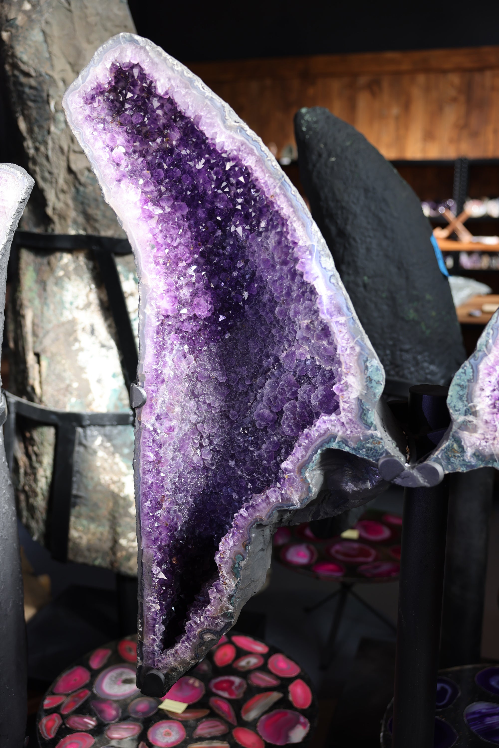 Großes Amethyst Druse Schmetterlings Butterfly Paar 118 Kg Brasilien - Velvet Wings