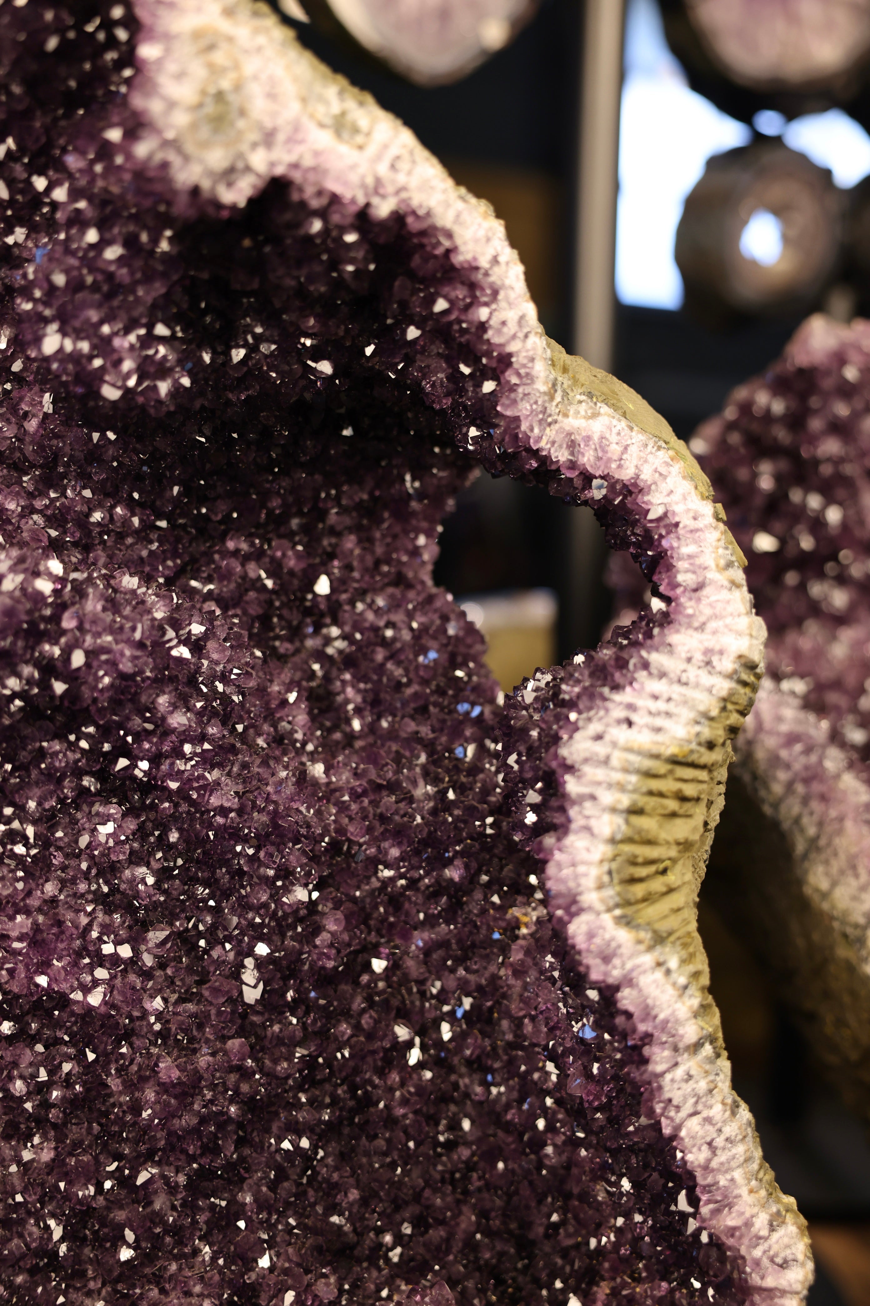 Amethyst Druse Uruguay 77,8 kg mit dichter violetter Kristallfläche und offener Struktur