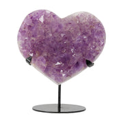 Amethyst Herz aus Brasilien auf Metallständer mit tiefvioletter Kristallstruktur 24 cm hoch 3,6 kg schwer