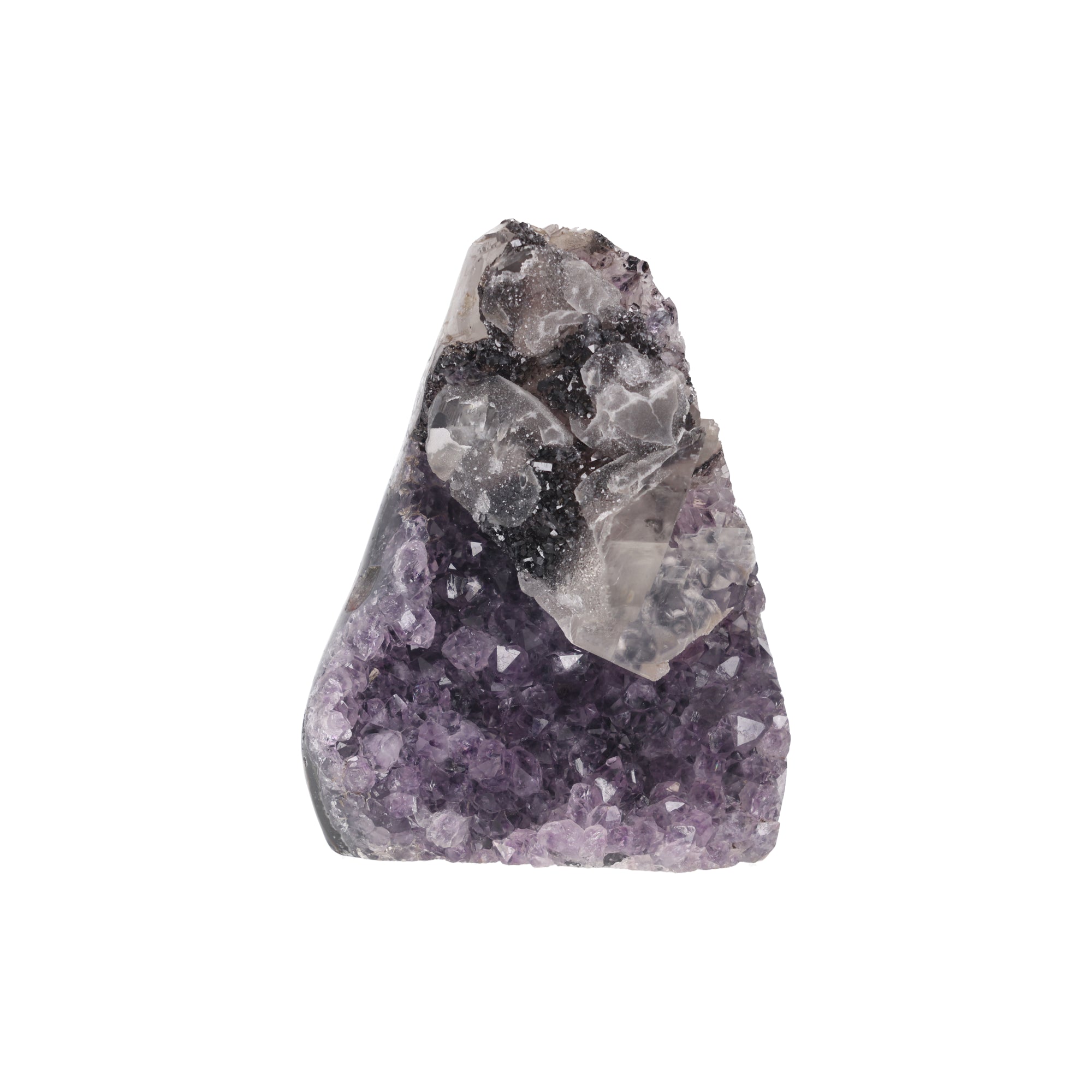 Silver Veil ✦ Amethystdruse mit Calcit & Turmalin | 892 g (#939)