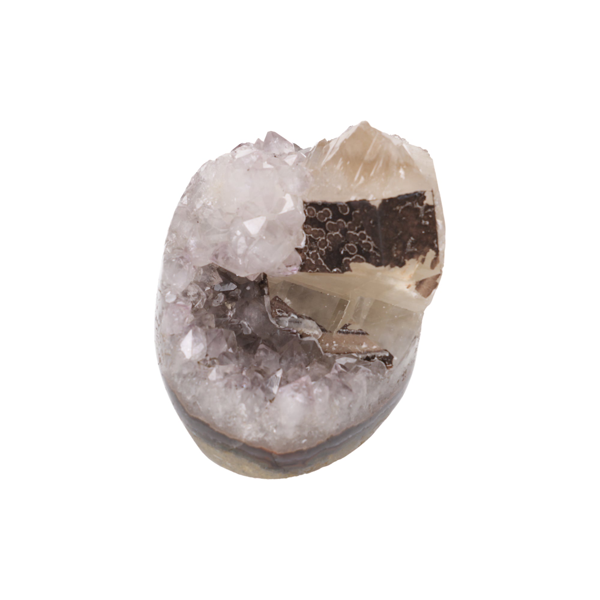 Crystal Contrast ✦ Amethystdruse mit Calcit & Turmalin | 735 g (#927)