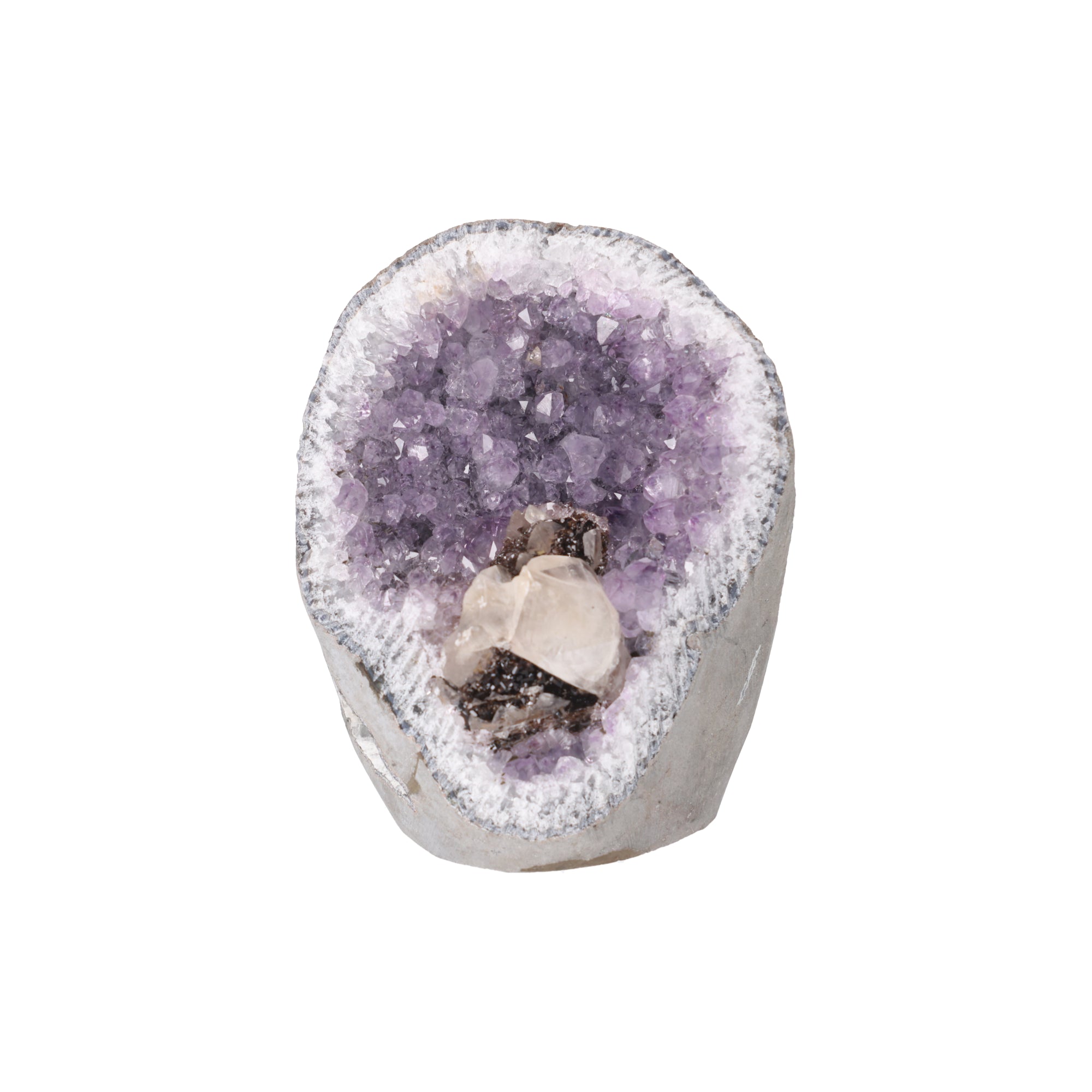 Violet Throne ✦ Amethyst mit Calcit & Turmalin-Einschlüssen – 1418 g Kristall-Unikat (#969)