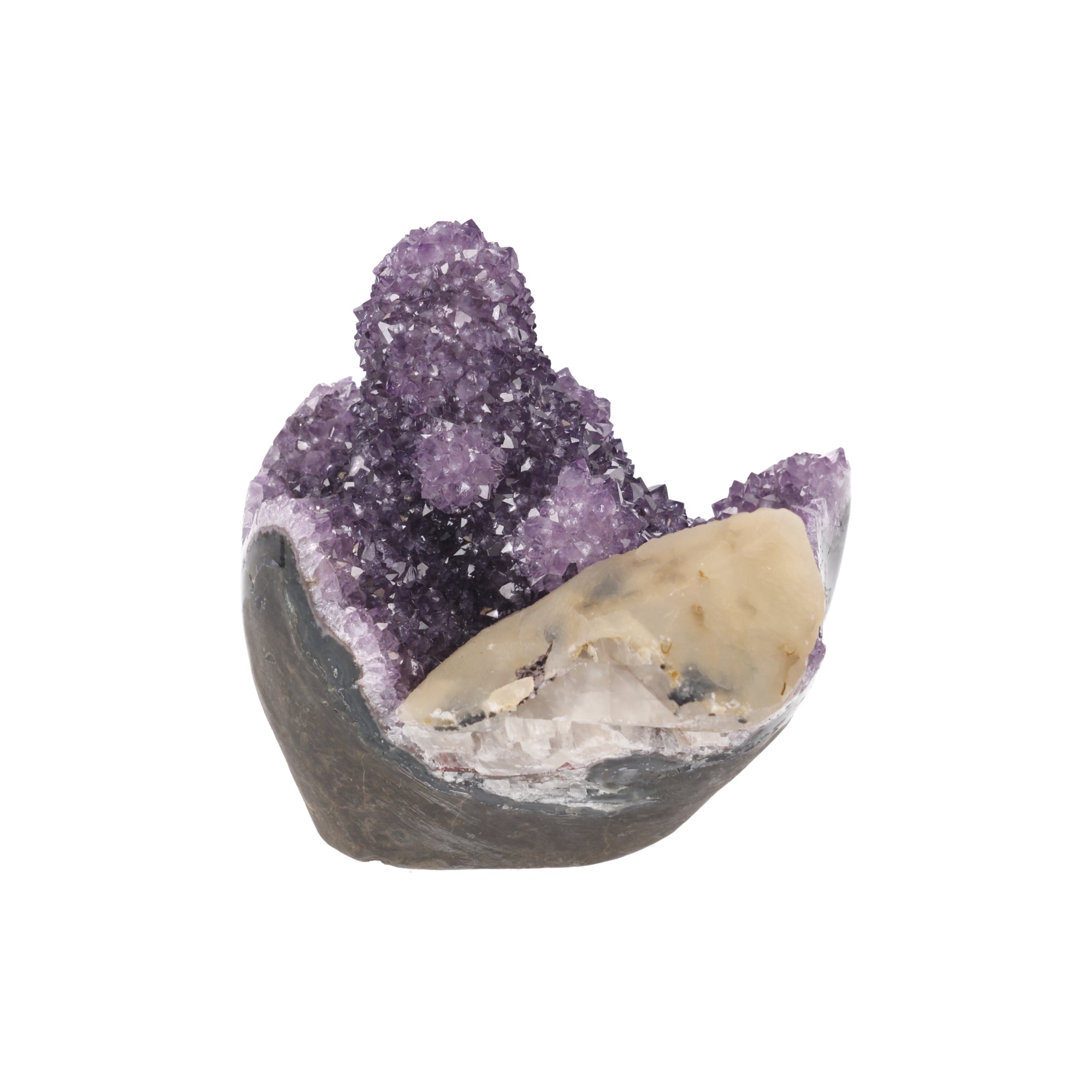 Golden Peak ✦ Amethystdruse mit Calcit & Turmalin | 1.517 g (#931)