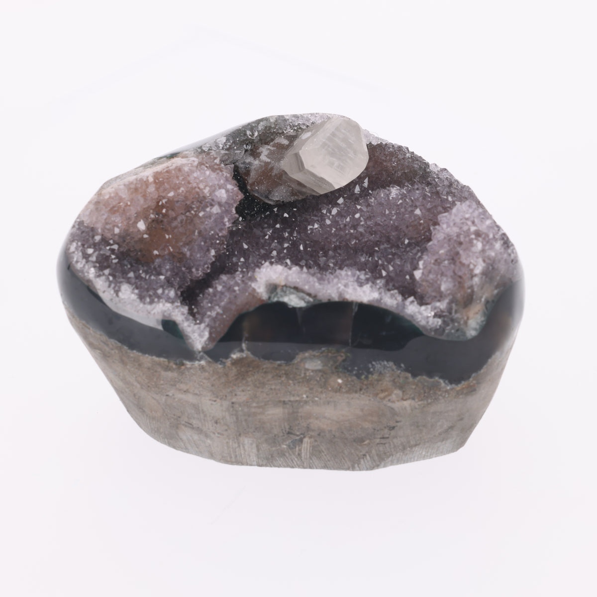 Crystal Eclipse – Rainbow Amethyst mit Calcit & Turmalin aus Uruguay – 2085 g (#1415)