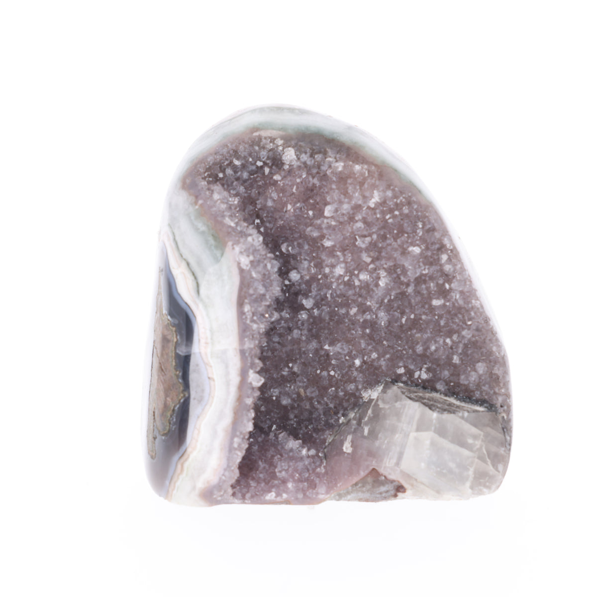 Crystal Trinity – Amethyst mit Turmalin, Calcit & Jaspis aus Uruguay – 521 g (#1451)