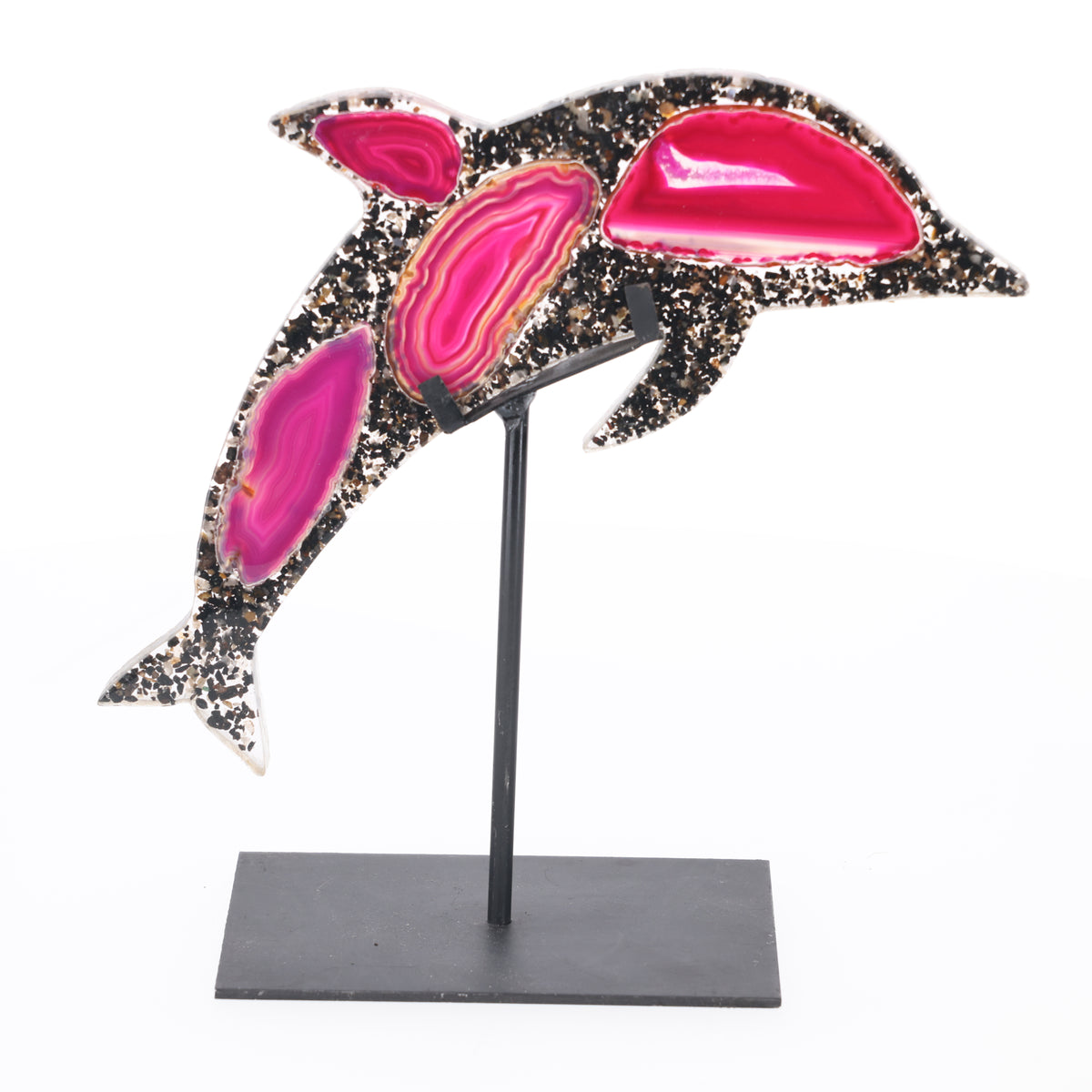 Achat Delfin auf Metallständer  S  (#1477)