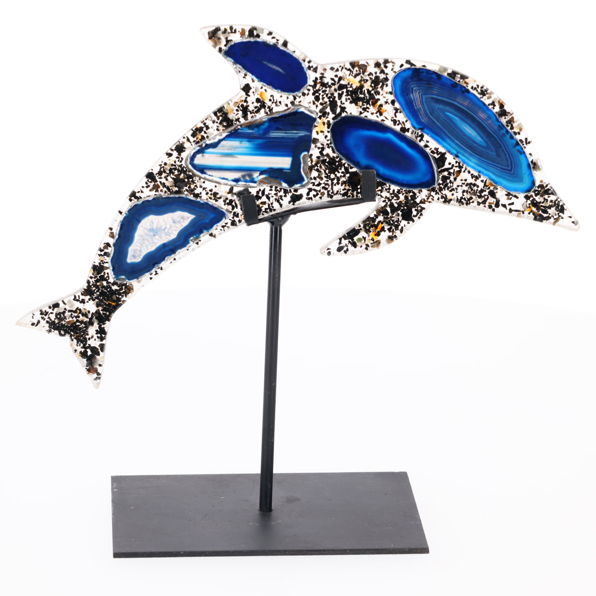 Achat Delfin auf Metallständer  S  (#1477)