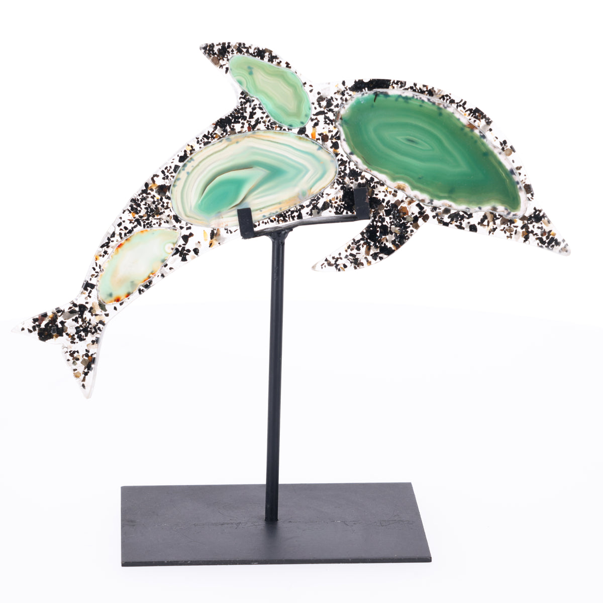 Achat Delfin auf Metallständer  S  (#1477)