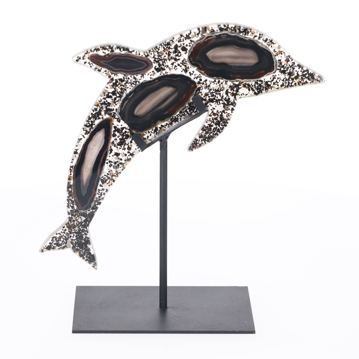 Achat Delfin auf Metallständer  S  (#1477)
