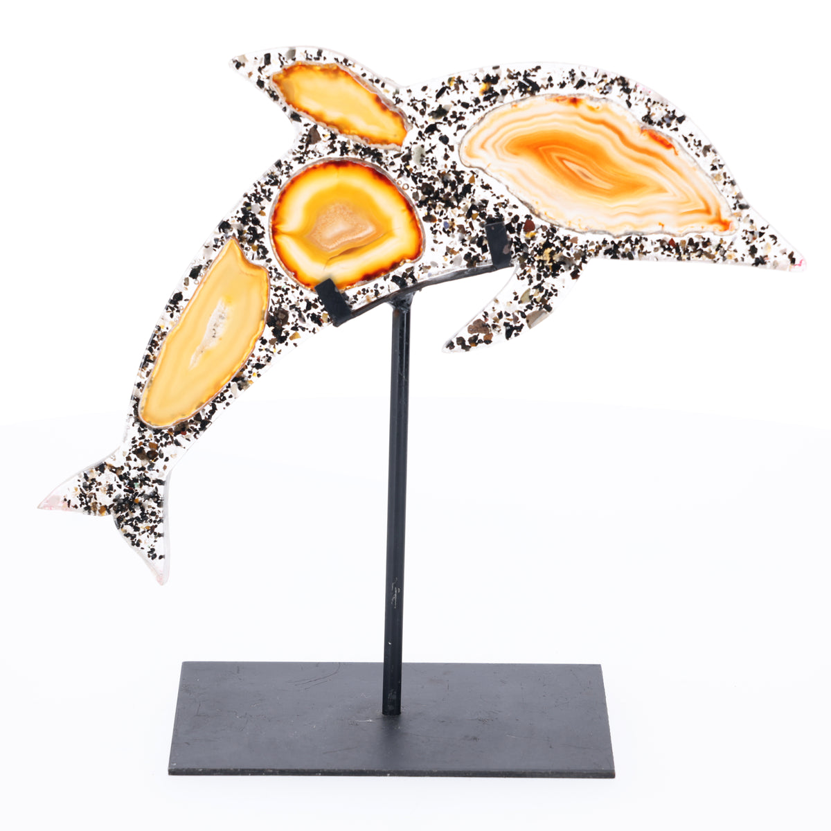 Achat Delfin auf Metallständer  S  (#1477)
