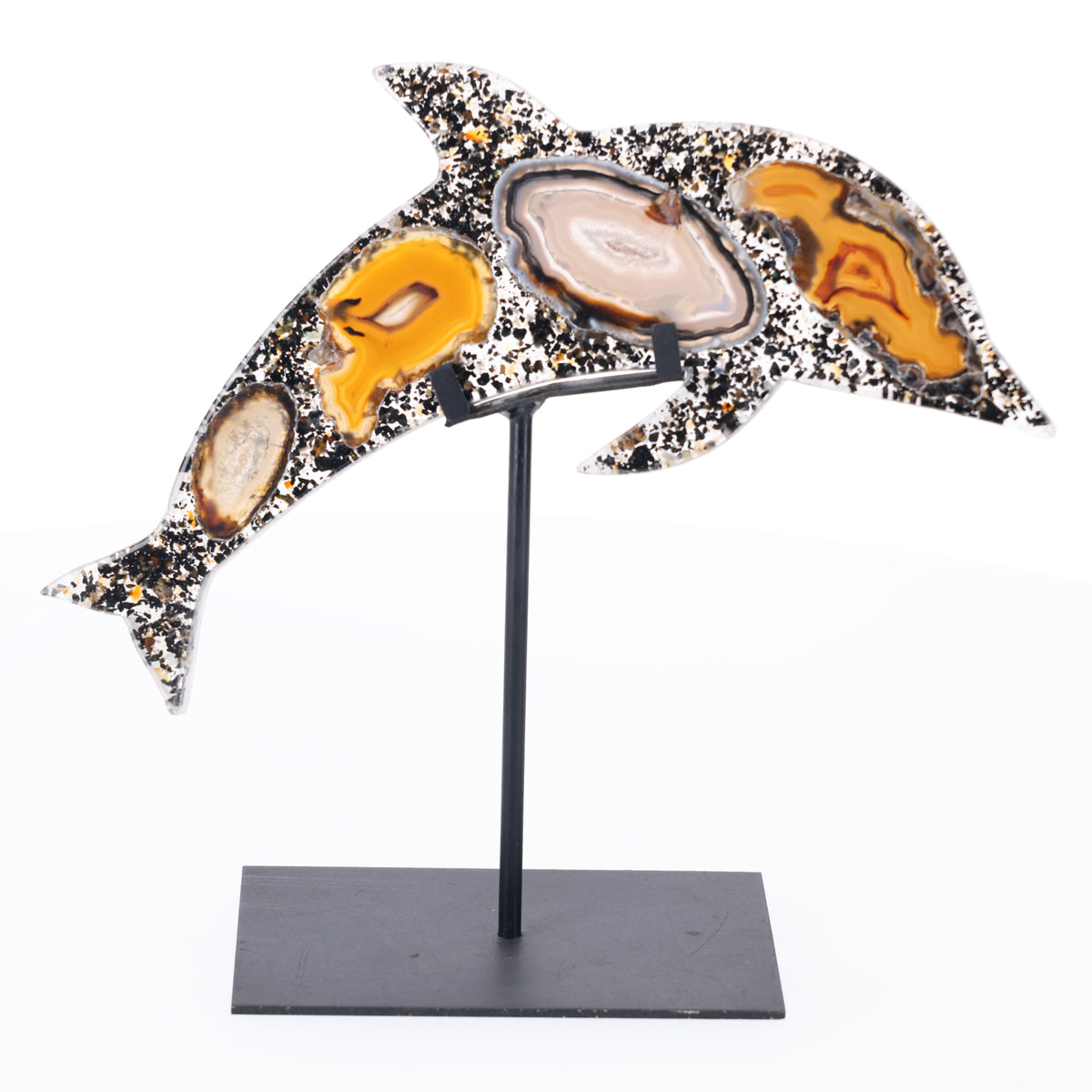 Achat Delfin auf Metallständer  S  (#1477)