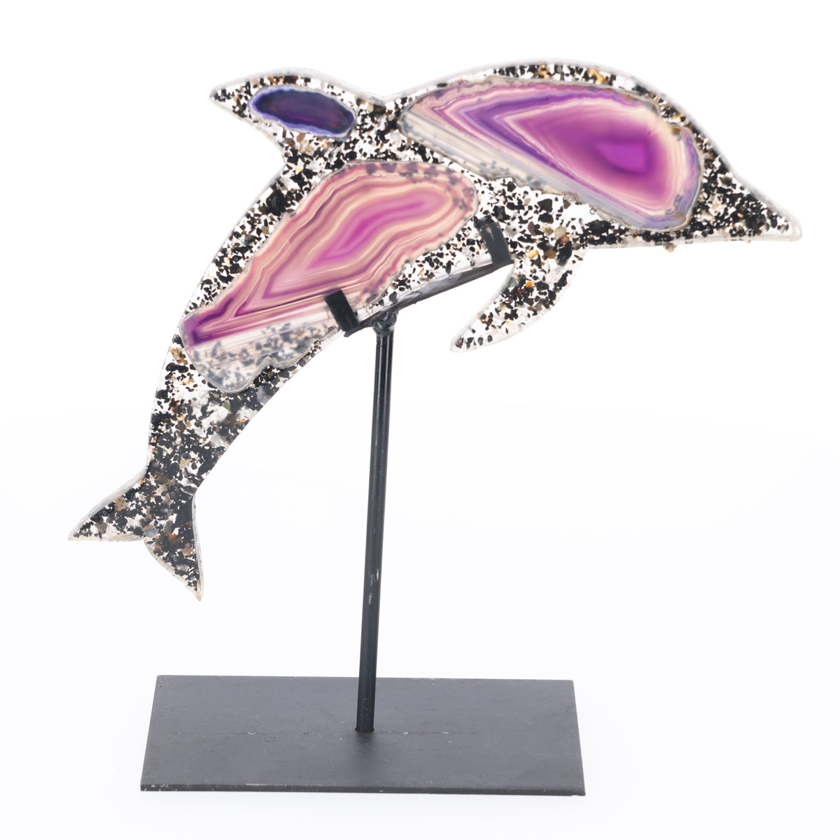 Achat Delfin auf Metallständer  S  (#1477)
