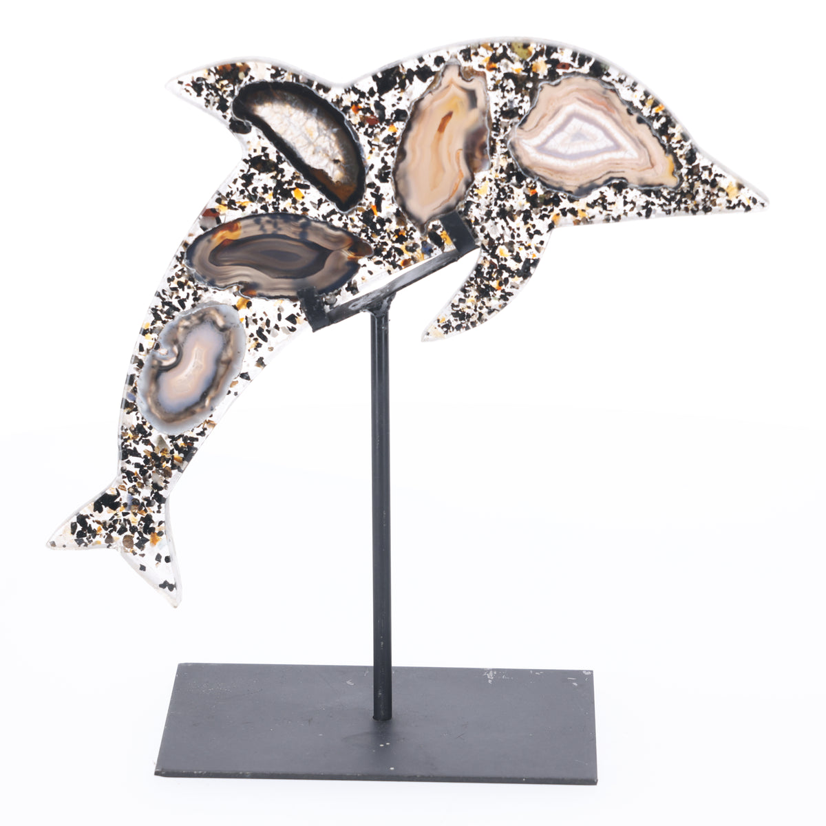 Achat Delfin auf Metallständer  S  (#1477)