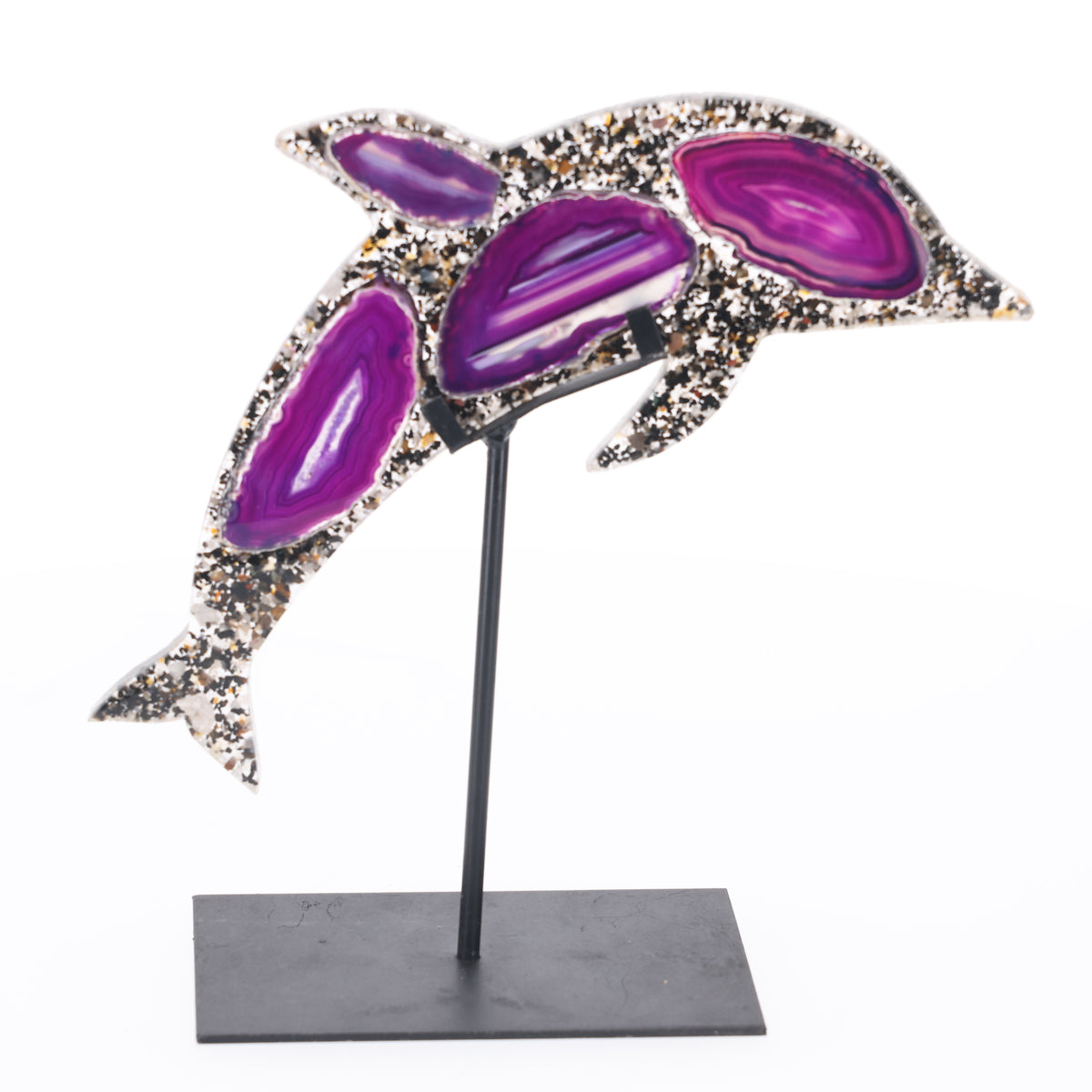 Achat Delfin auf Metallständer  S  (#1477)