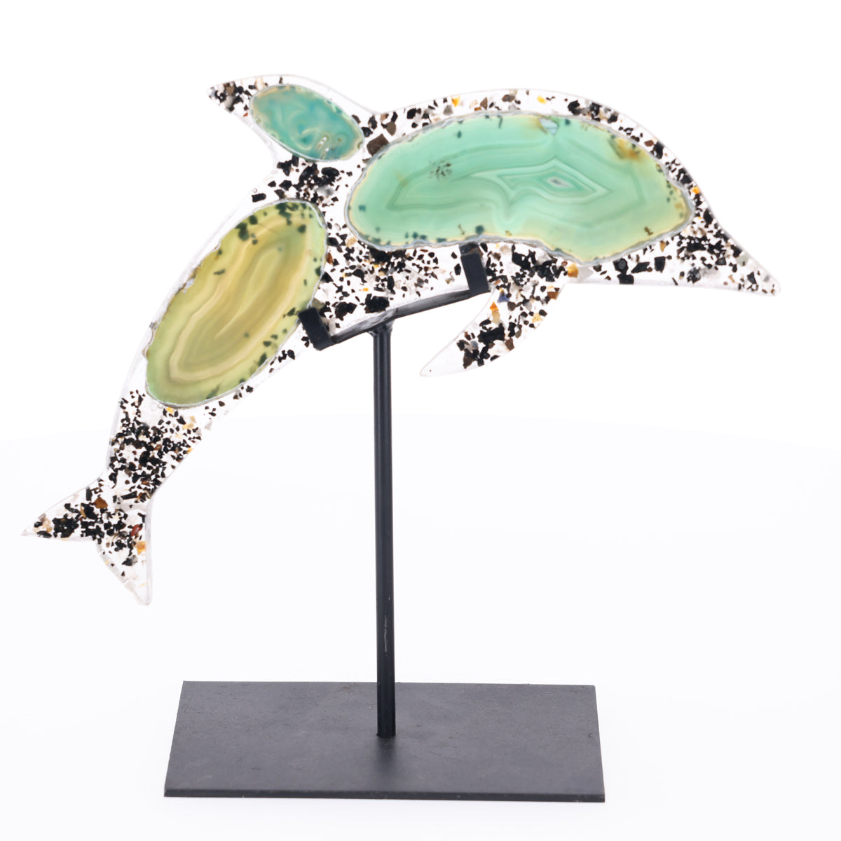 Achat Delfin auf Metallständer  S  (#1477)