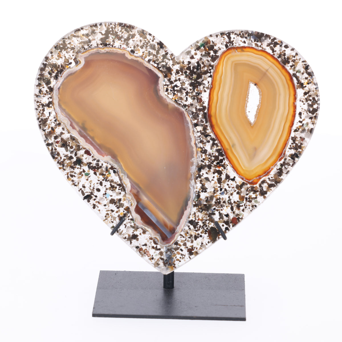 Agate Heart on Metal Stand (#373)
