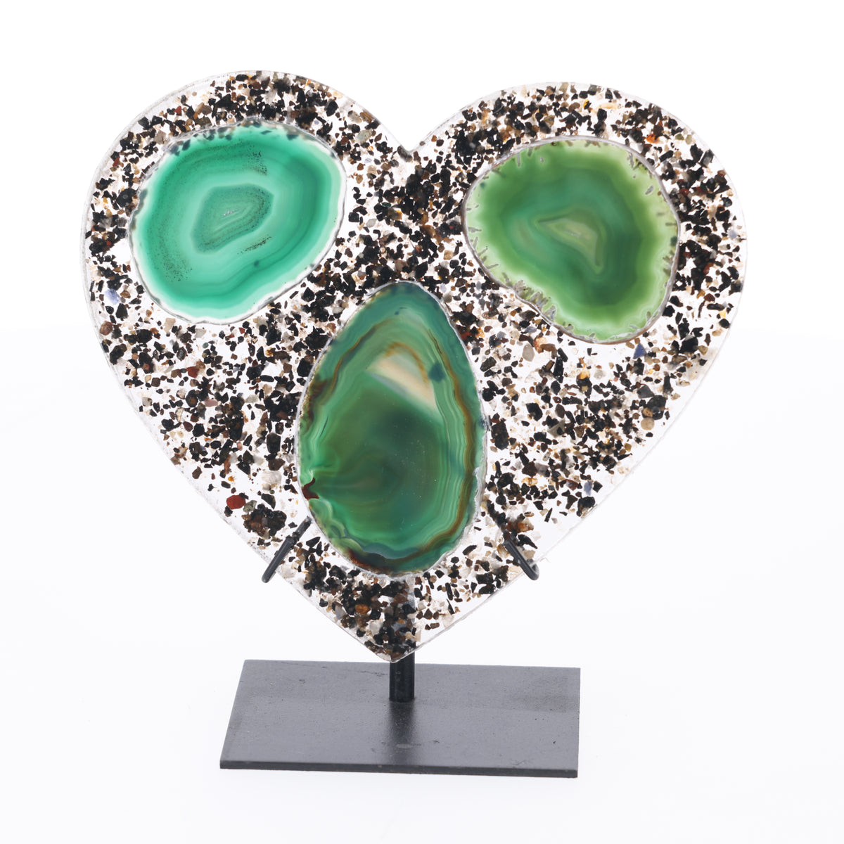Agate Heart on Metal Stand (#373)