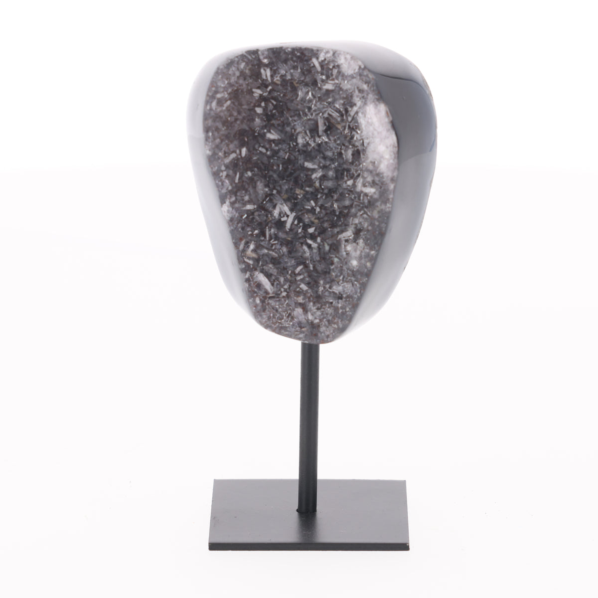 Achat mit Amethyst Druse auf Metallständer   (#1519)