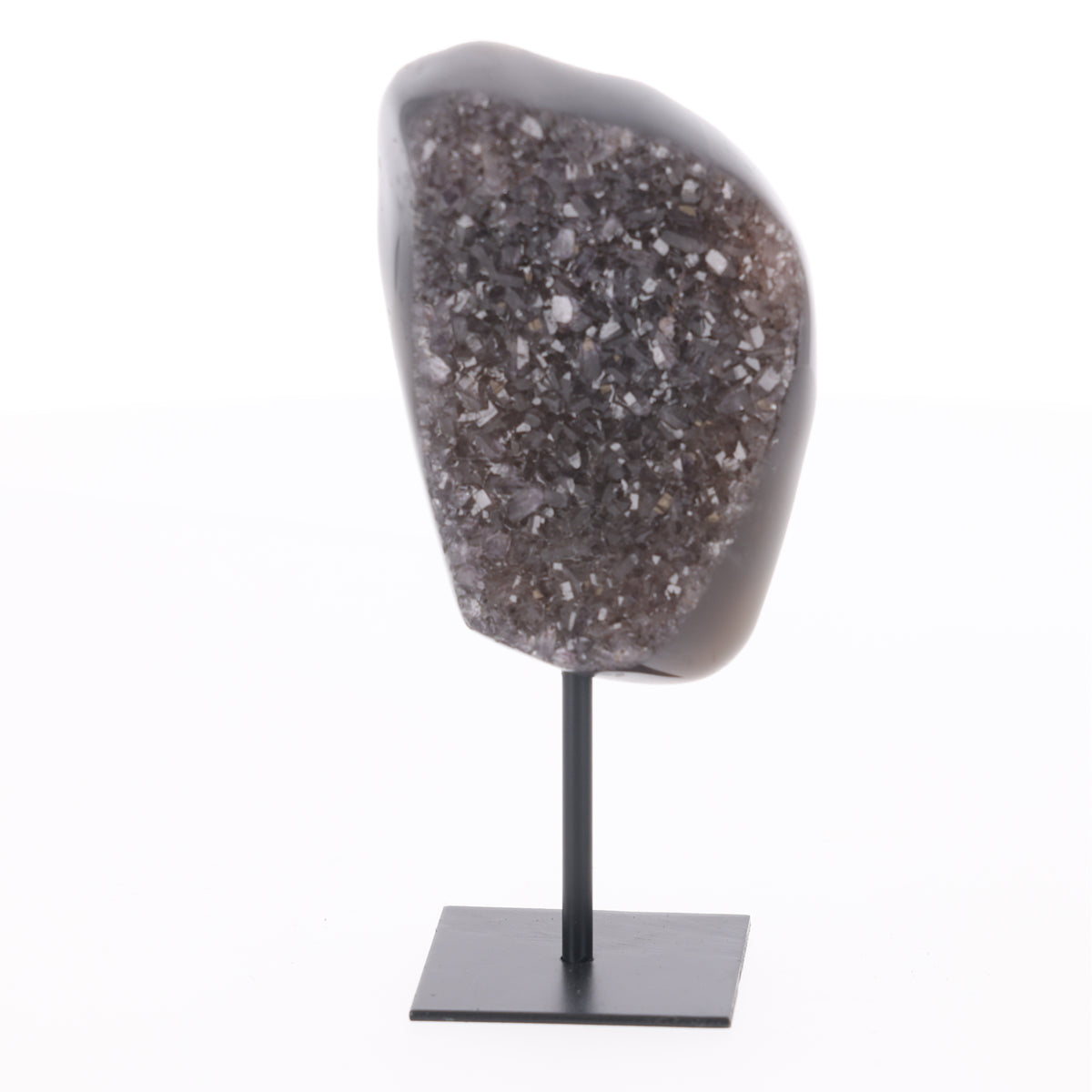 Achat mit Amethyst Druse auf Metallständer  (#1521)