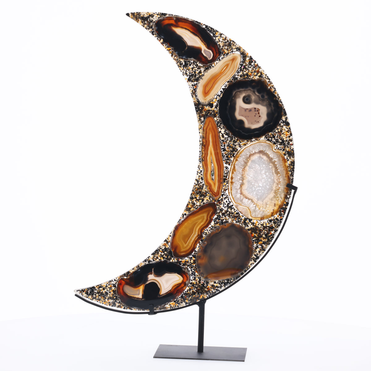 Achat Mond auf Metallständer L (#1481)